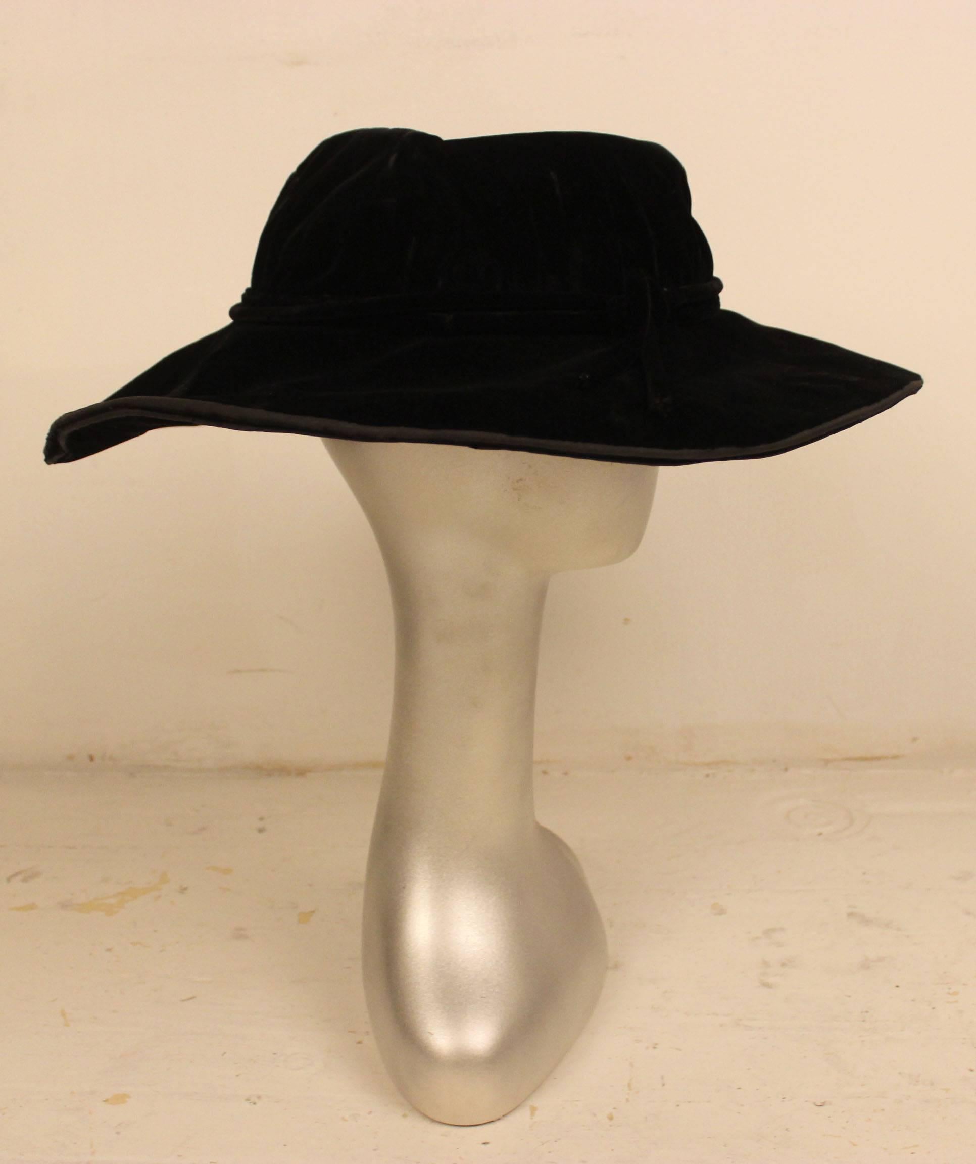 Black Edwardian Velvet Hat H.C.F. Koch and Company