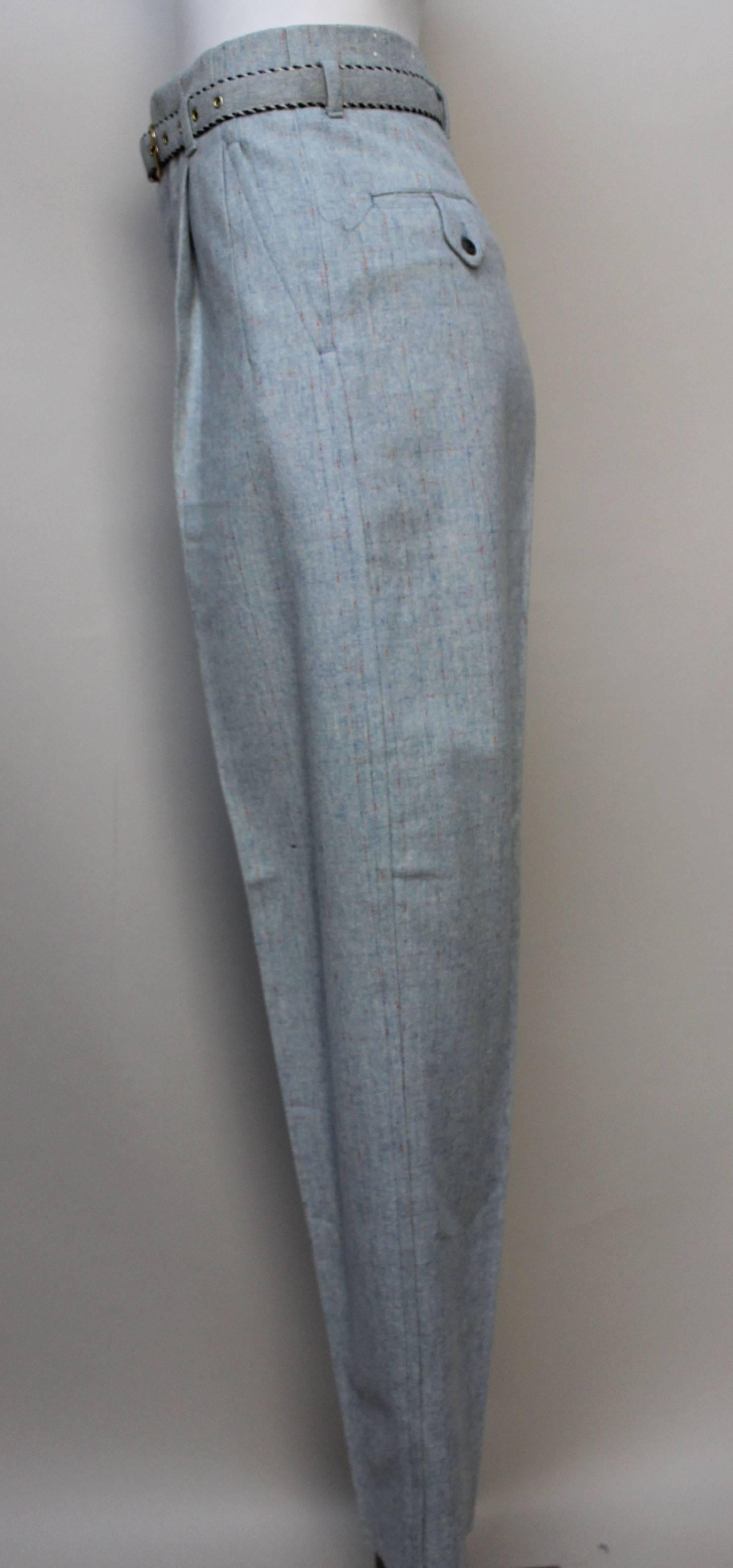 1950's Deadstock Rockabilly Flecked Wool Pant with Matching Belt In New Condition For Sale In New York, NY