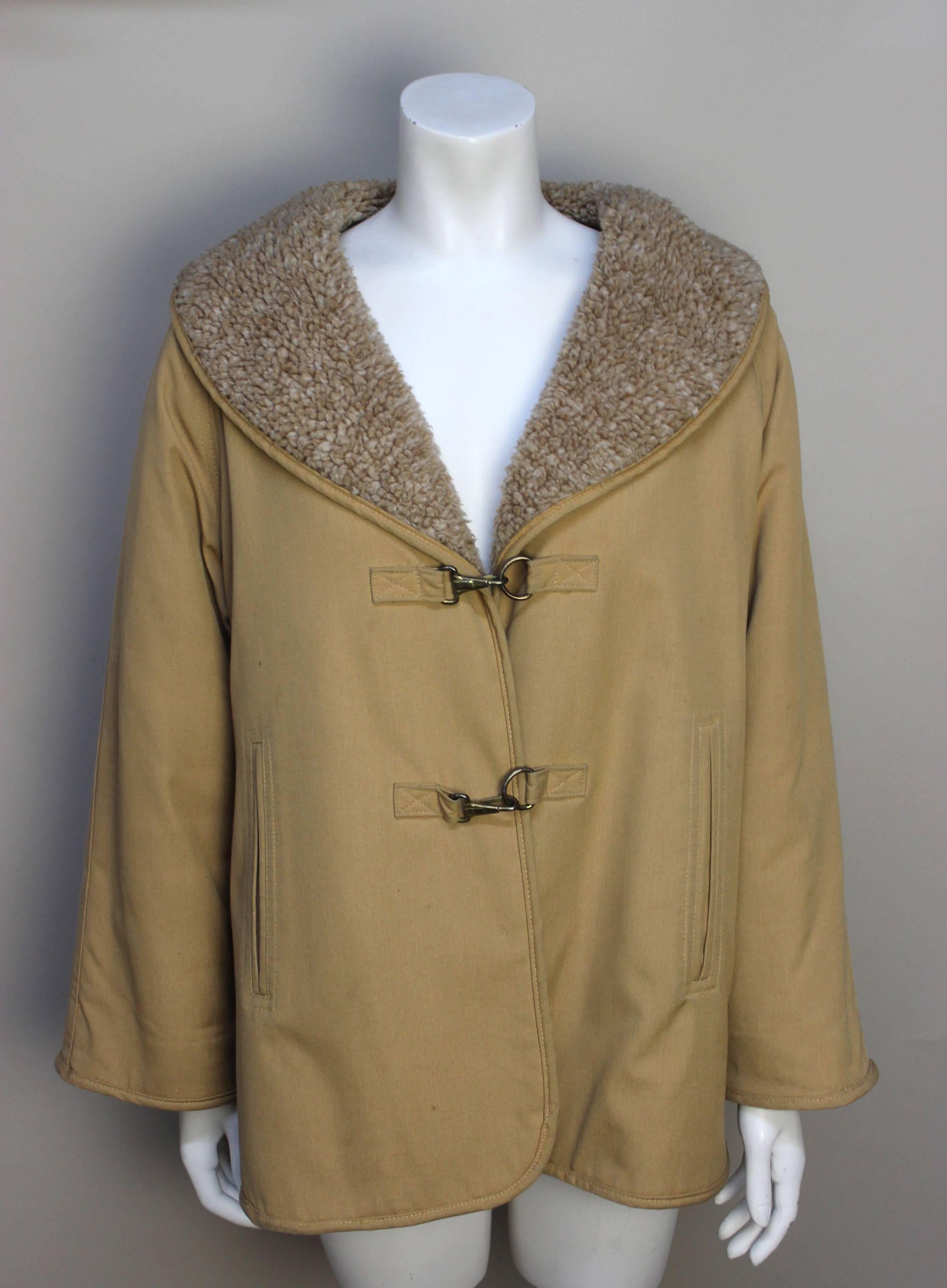 Bonnie Cashin is considered one of the most significant pioneers of American designer sportswear. She initiated the use of industrial hardware on clothing and accesories, most famously the brass toggle. This jacket is a great examle of Bonnie Cashin