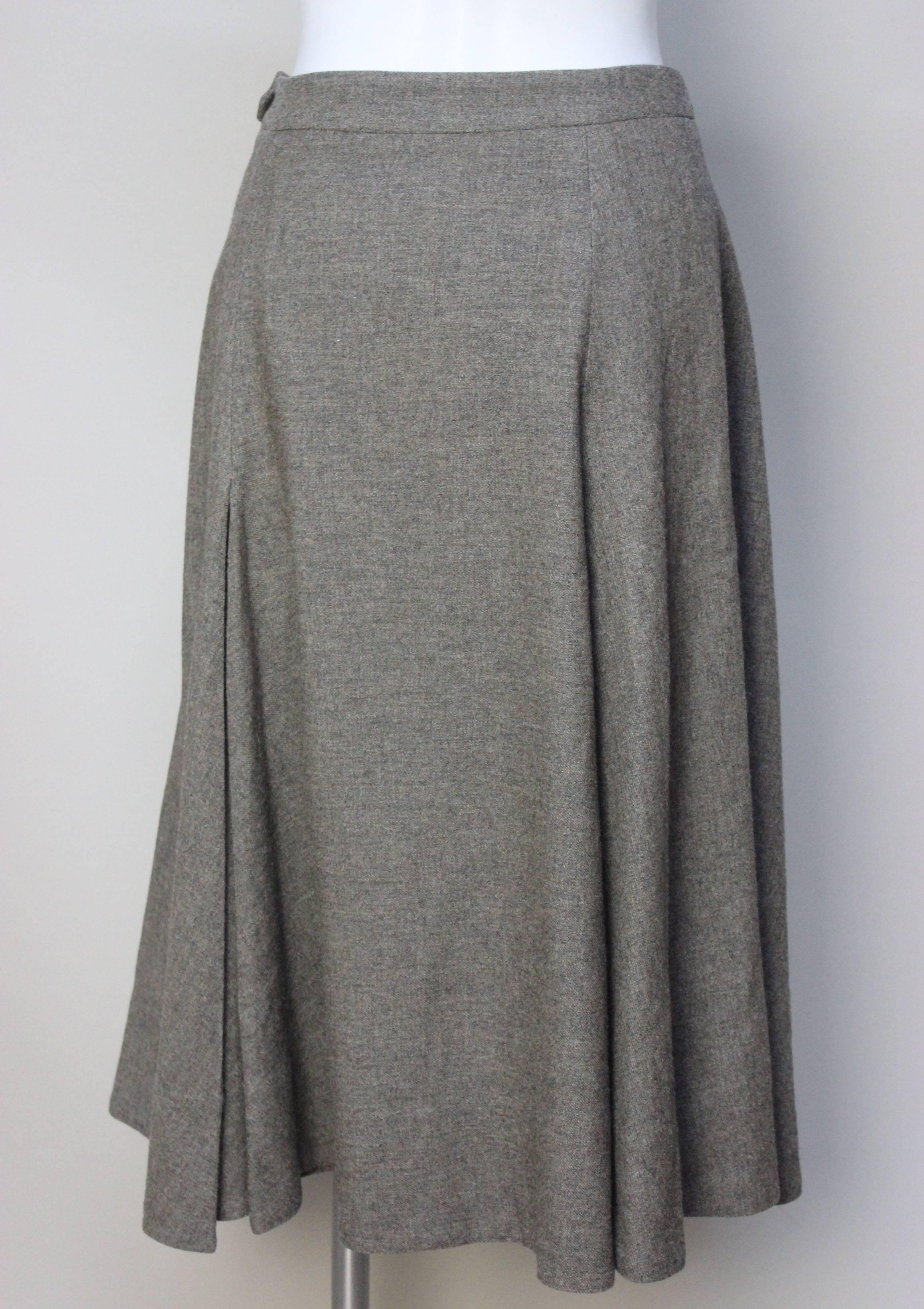 Gray Miguel Adrover Early 90s Full Wool Skirt For Sale