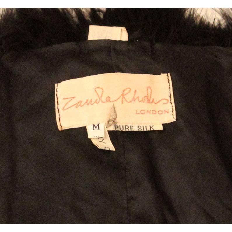 Zandra Rhodes Black Marabou Cropped Jacket For Sale 3