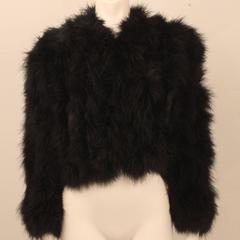 Zandra Rhodes Black Marabou Cropped Jacket