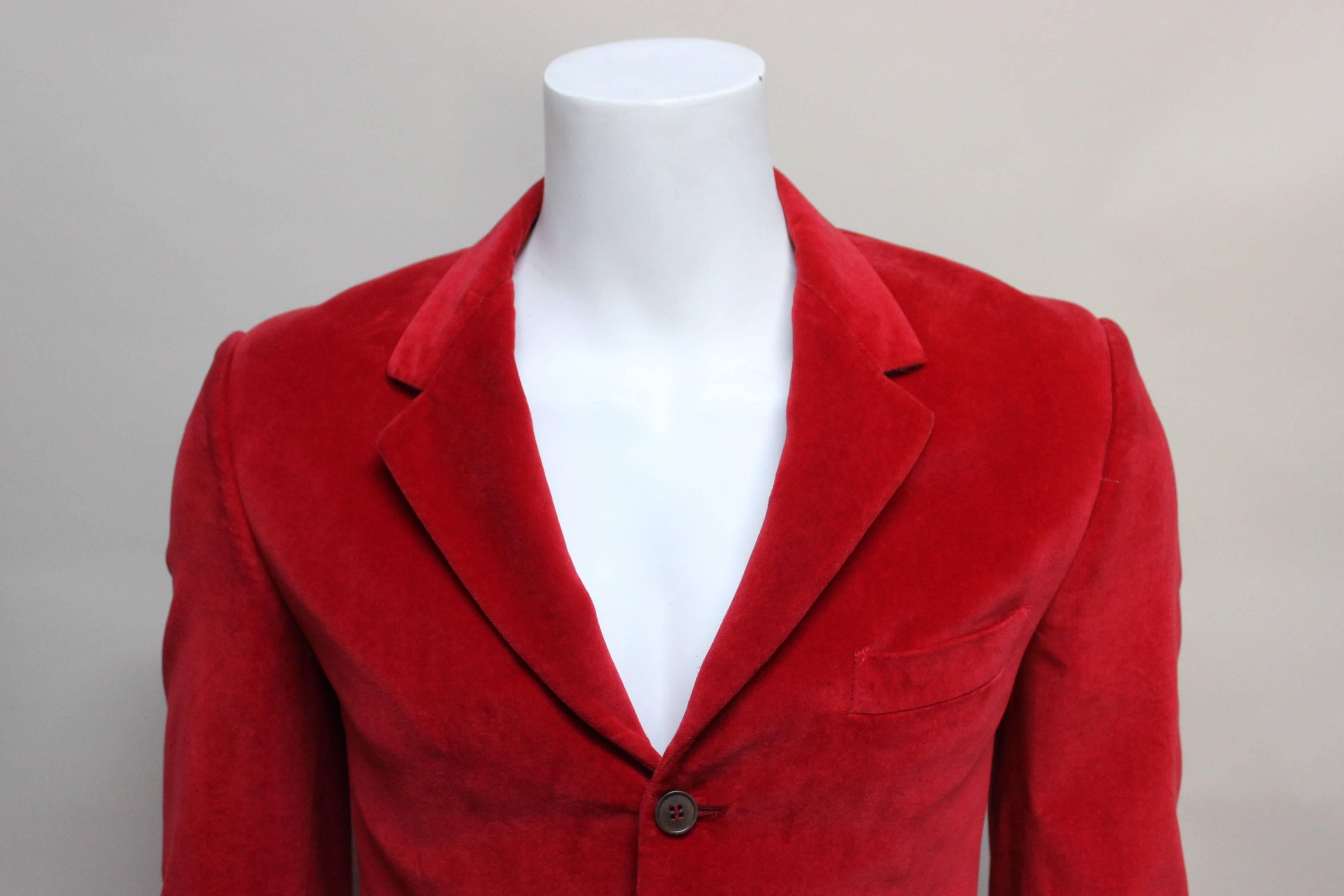 Mens Paul Smith Red Velvet Blazer In Excellent Condition In New York, NY
