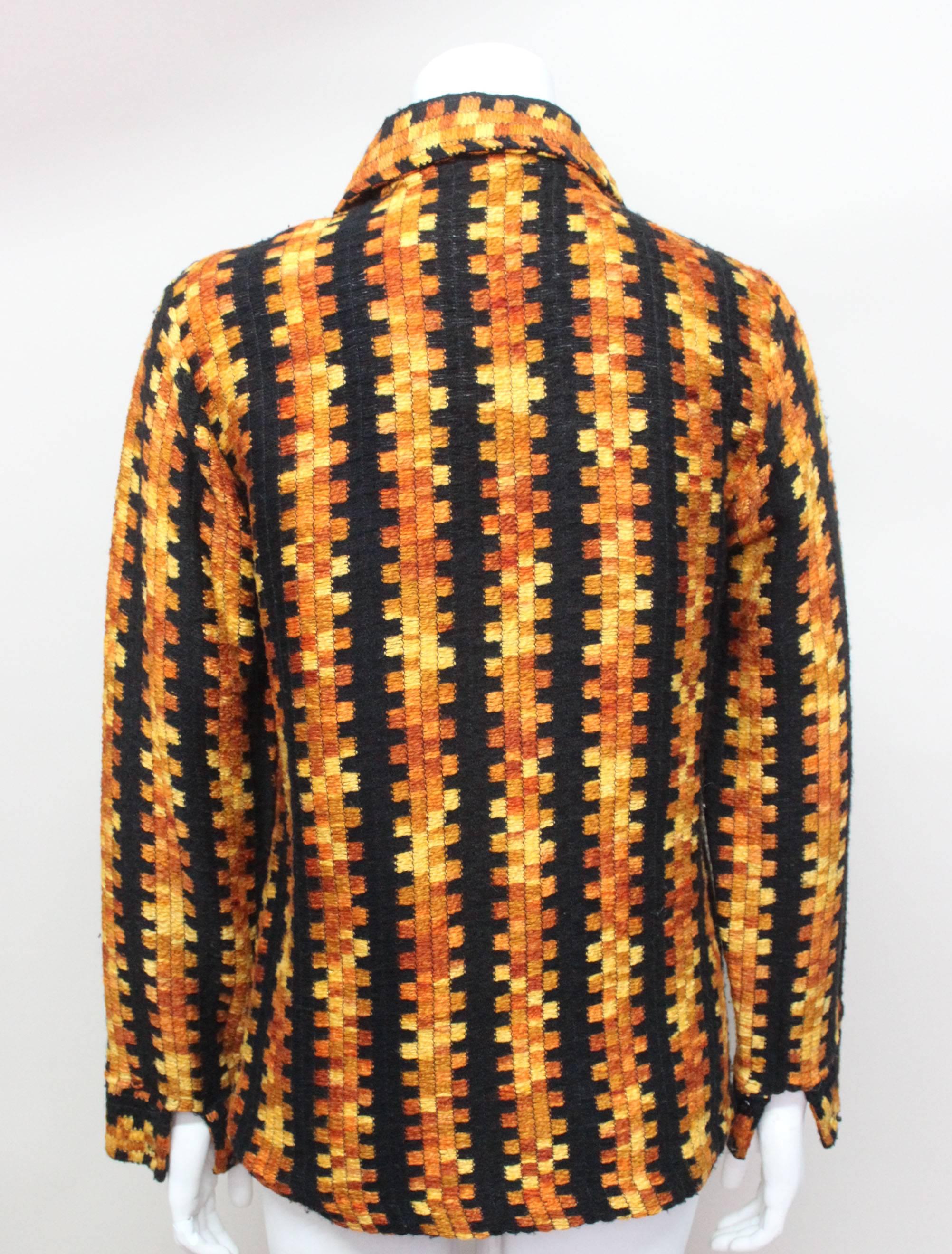 Mens 1970s Geometric Ombre Knit Shirt In Excellent Condition In New York, NY