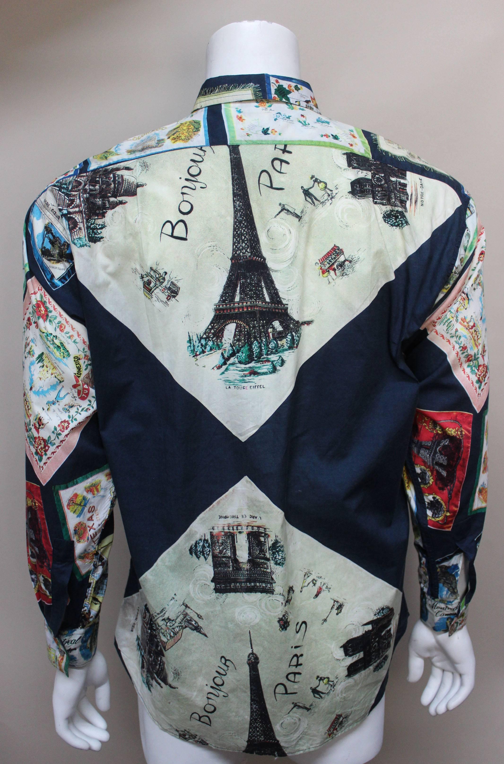 Paul Smith Shirt with Vibrant Souvenir Scarf Print In Excellent Condition In New York, NY