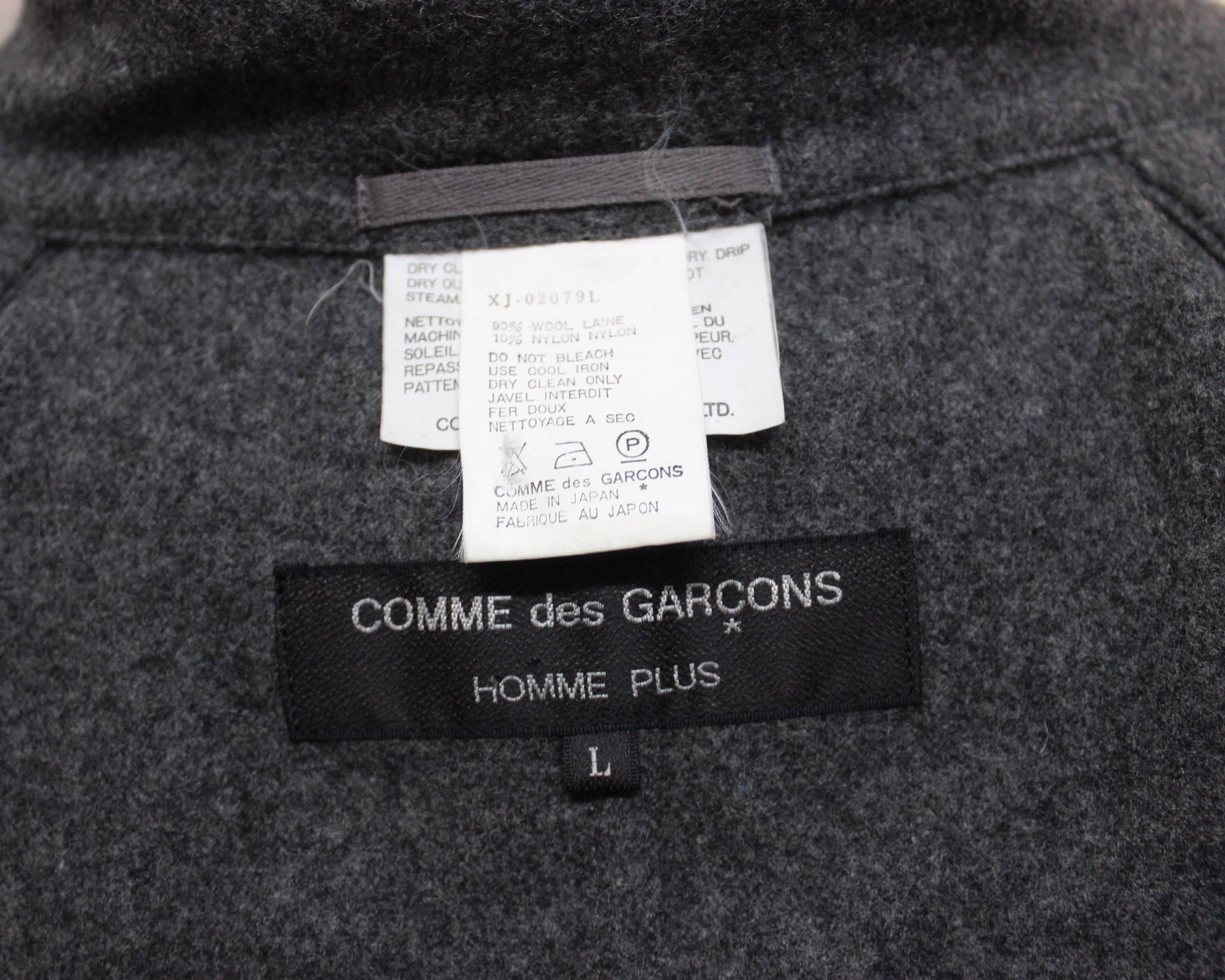 Men's Comme des Garcons Mens Grey Wool Flannel Blazer For Sale