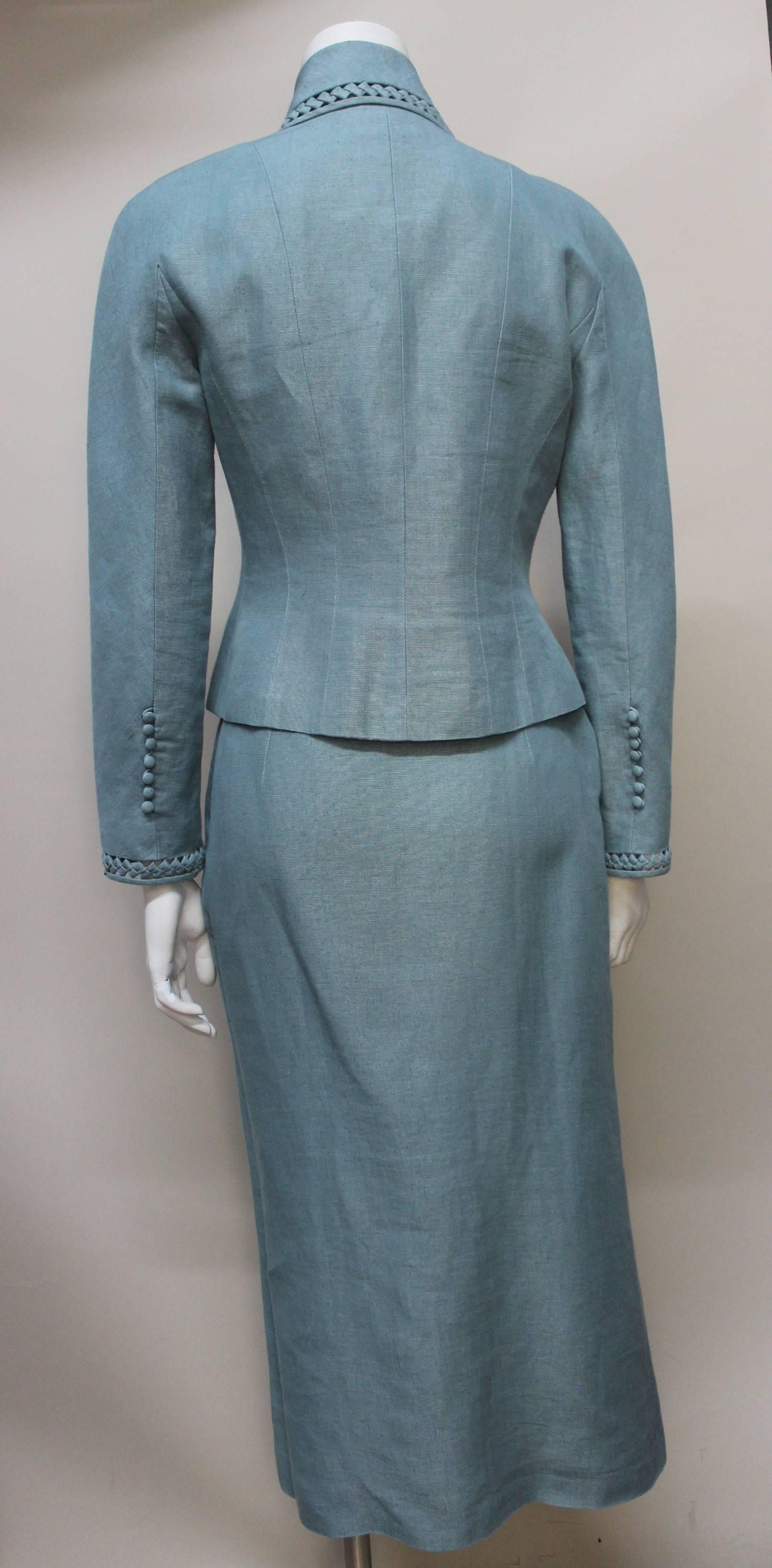 Gray John Galliano Lovely Draped Womens Suit For Sale