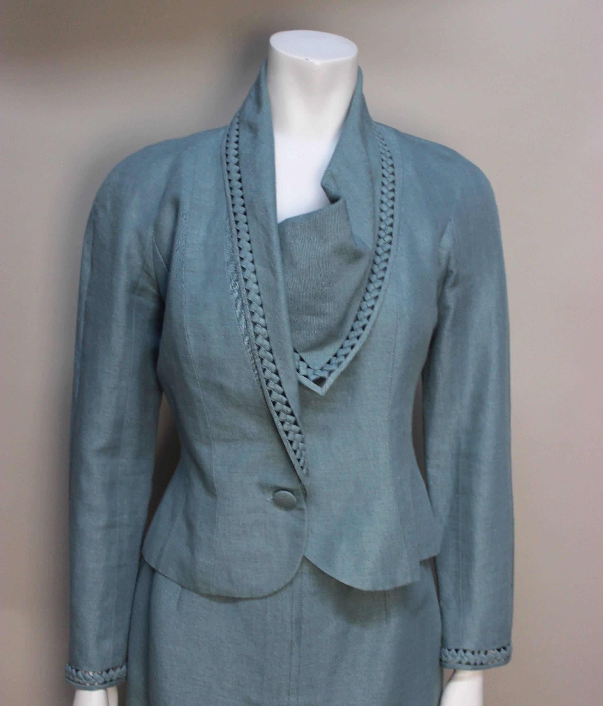 John Galliano Lovely Draped Womens Suit In Excellent Condition For Sale In New York, NY