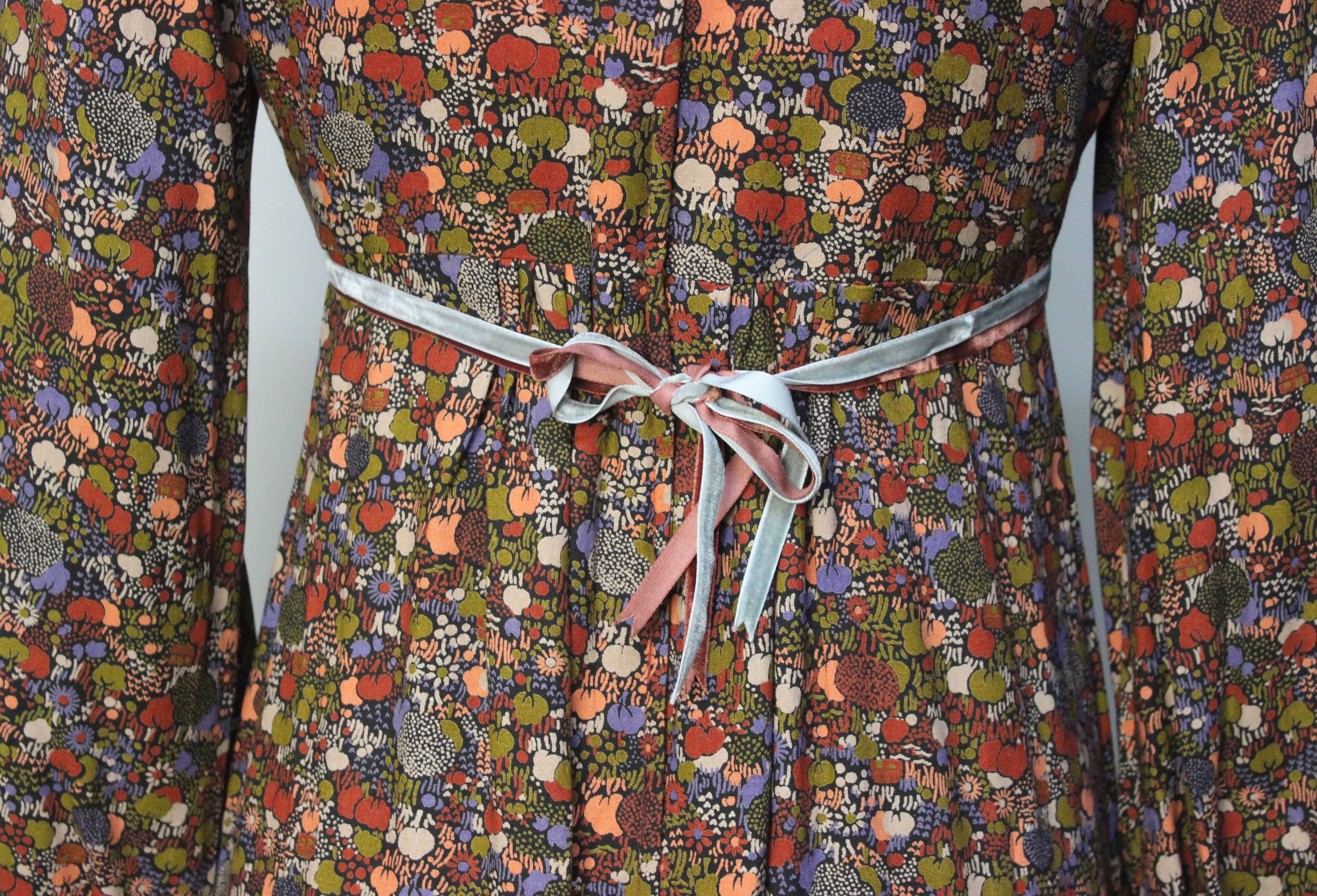 1970s John Charles Cotton Floral Folkloric Maxi Dress 3