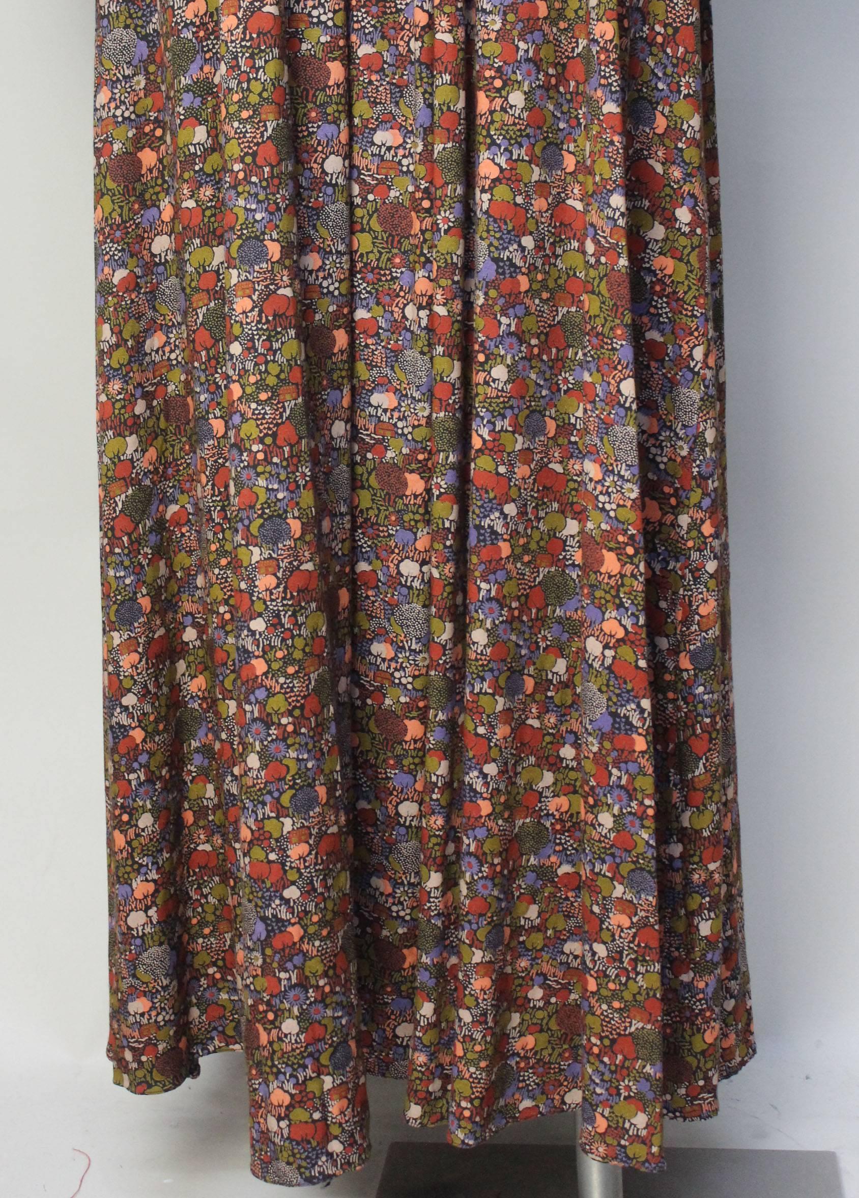 1970s John Charles Cotton Floral Folkloric Maxi Dress 4