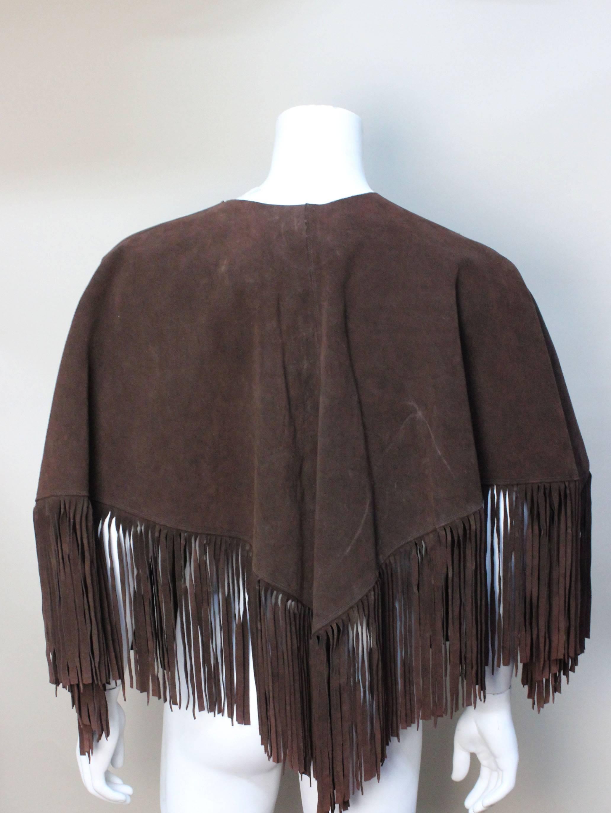 1970s Chocolate Brown Suede Poncho In Excellent Condition In New York, NY