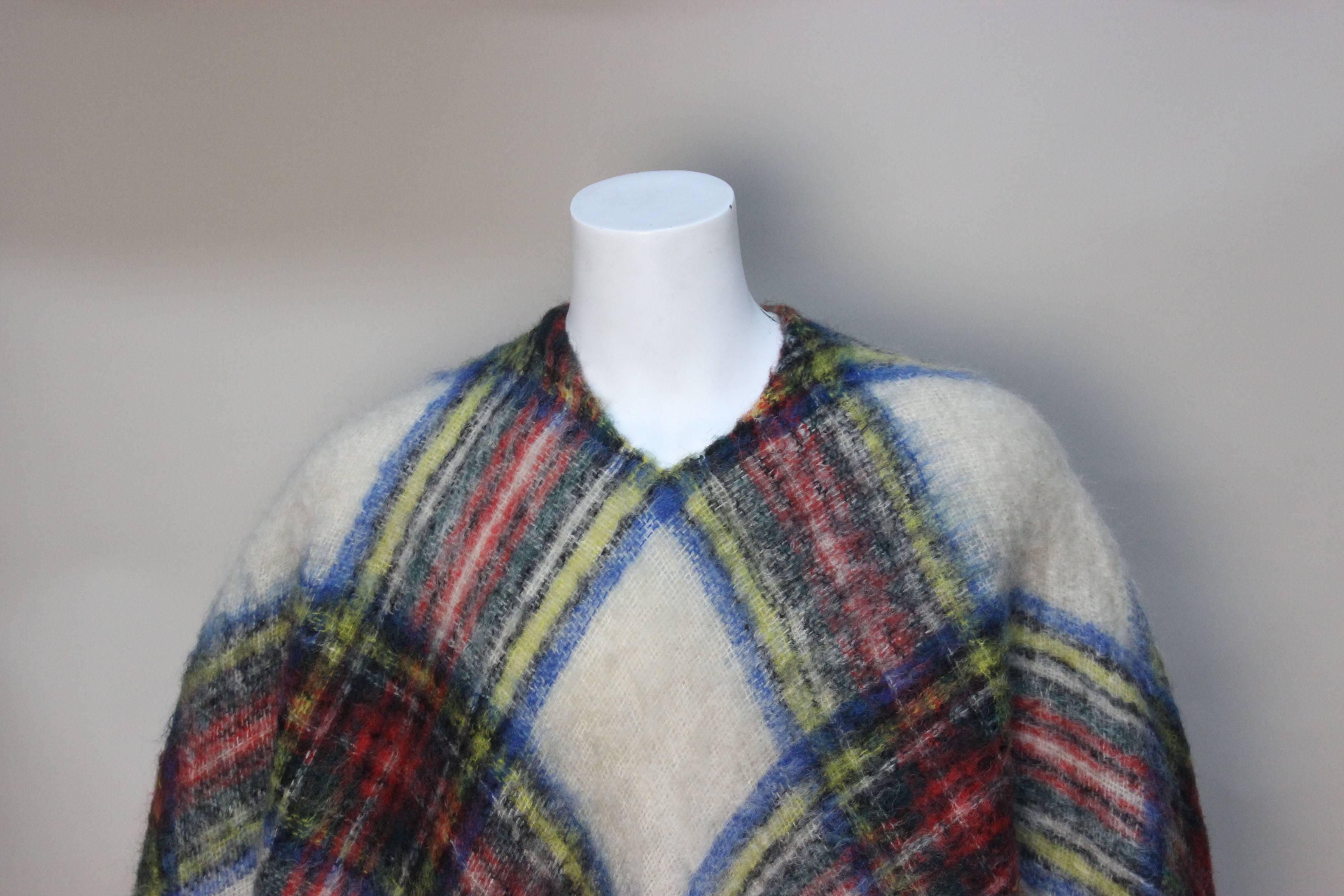 1960s Glentana of Scotland Plaid Mohair Poncho In Excellent Condition In New York, NY