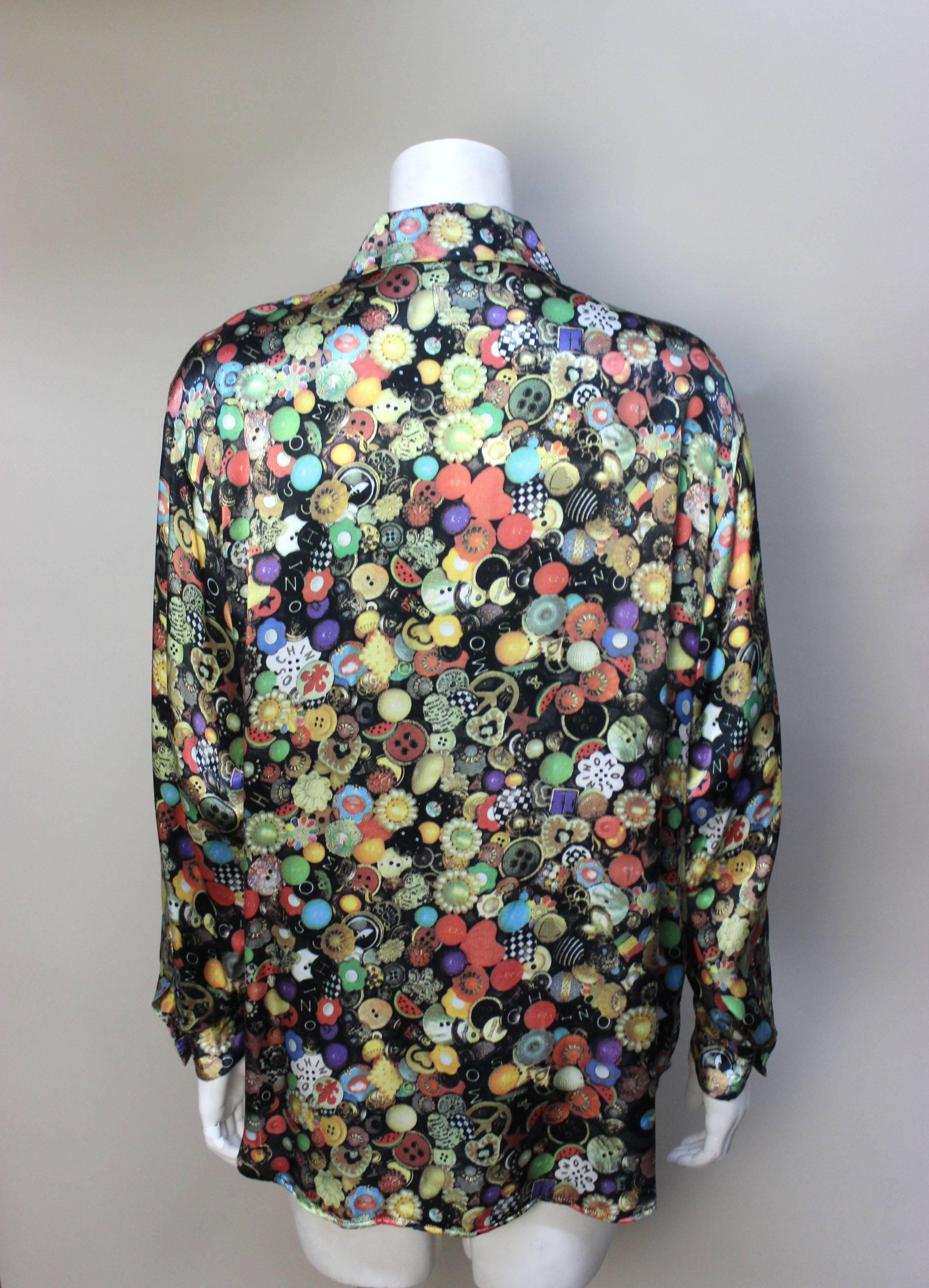 Gray Moschino Photo Print Button Blouse