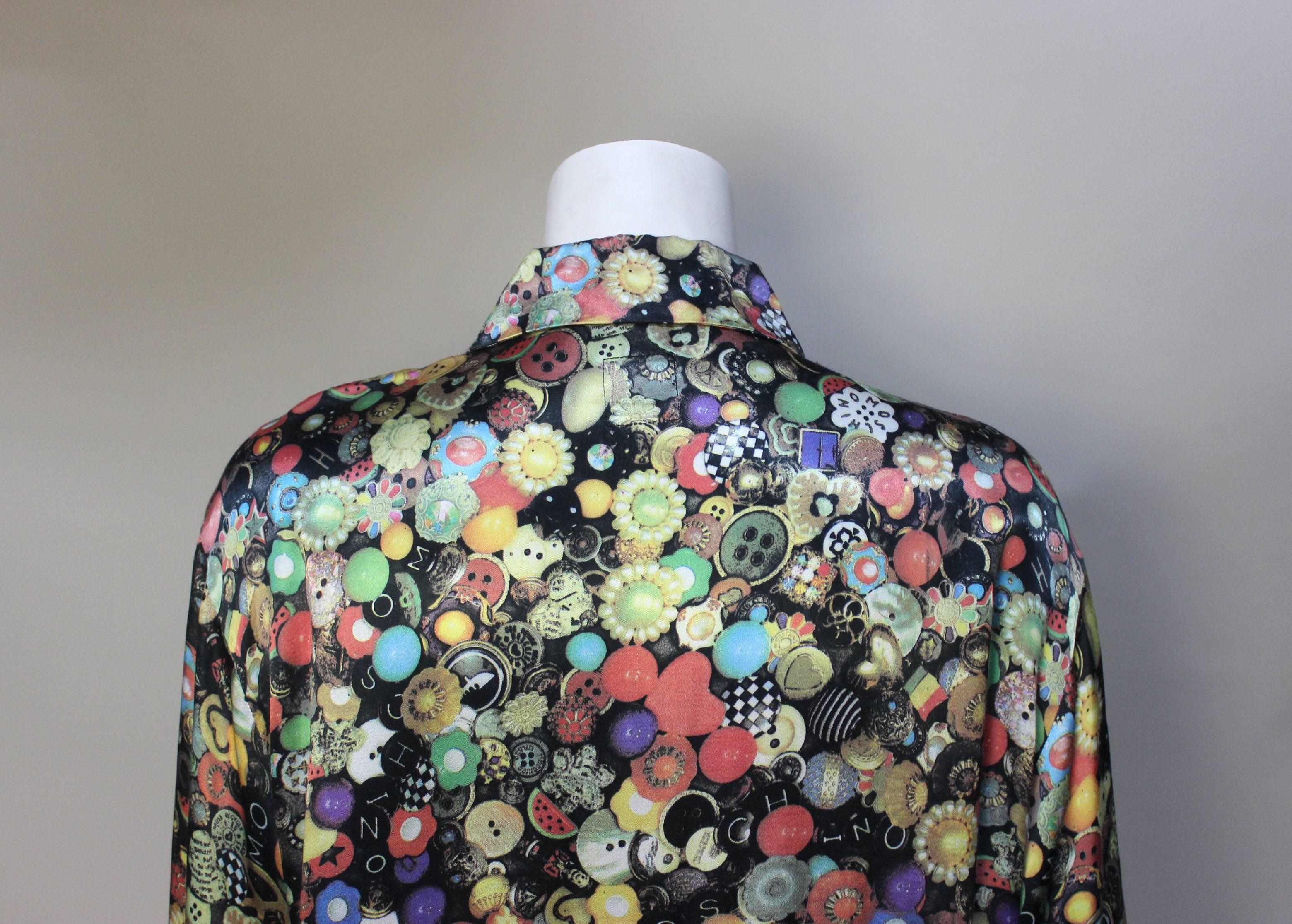 Moschino Photo Print Button Blouse In Excellent Condition In New York, NY