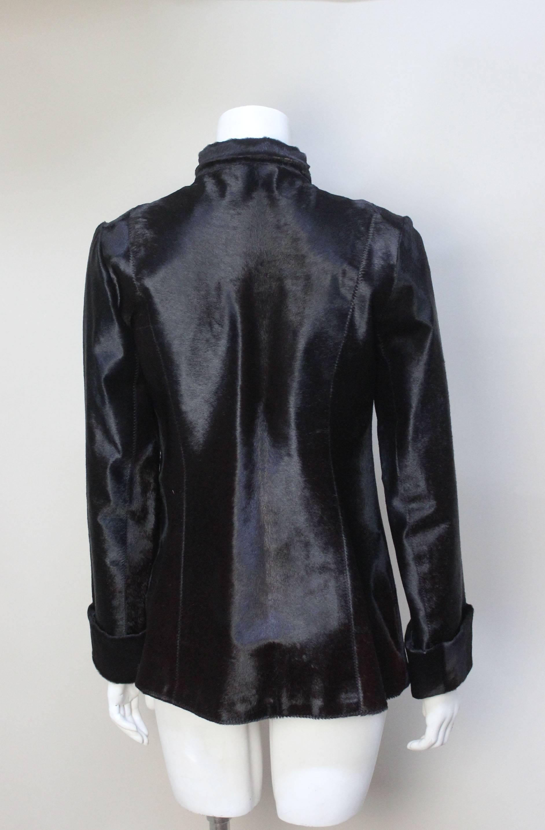 Vintage Custom Made Pony Skin Jacket with Architectural Fastenings In Excellent Condition For Sale In New York, NY