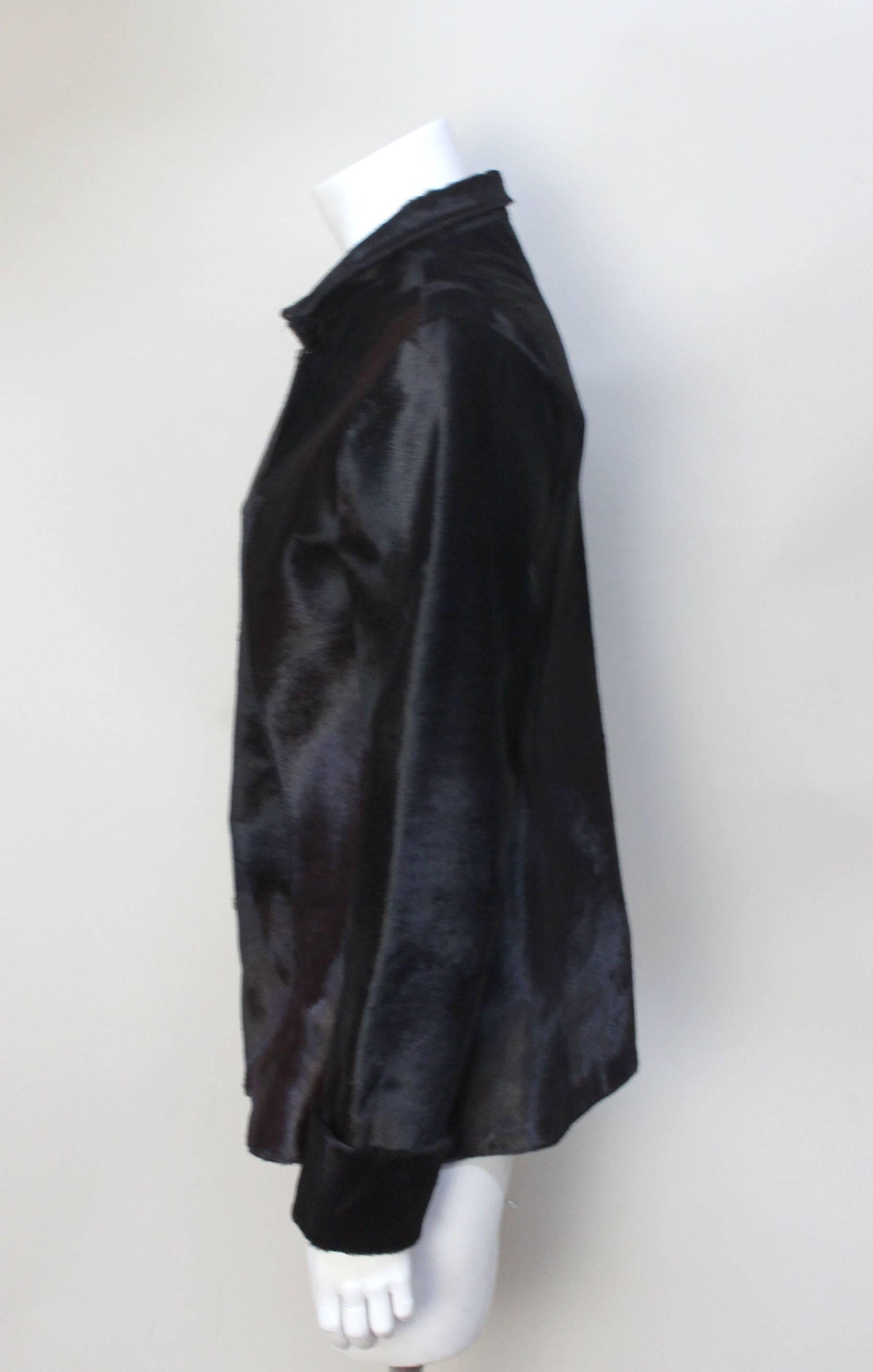Black Vintage Custom Made Pony Skin Jacket with Architectural Fastenings For Sale