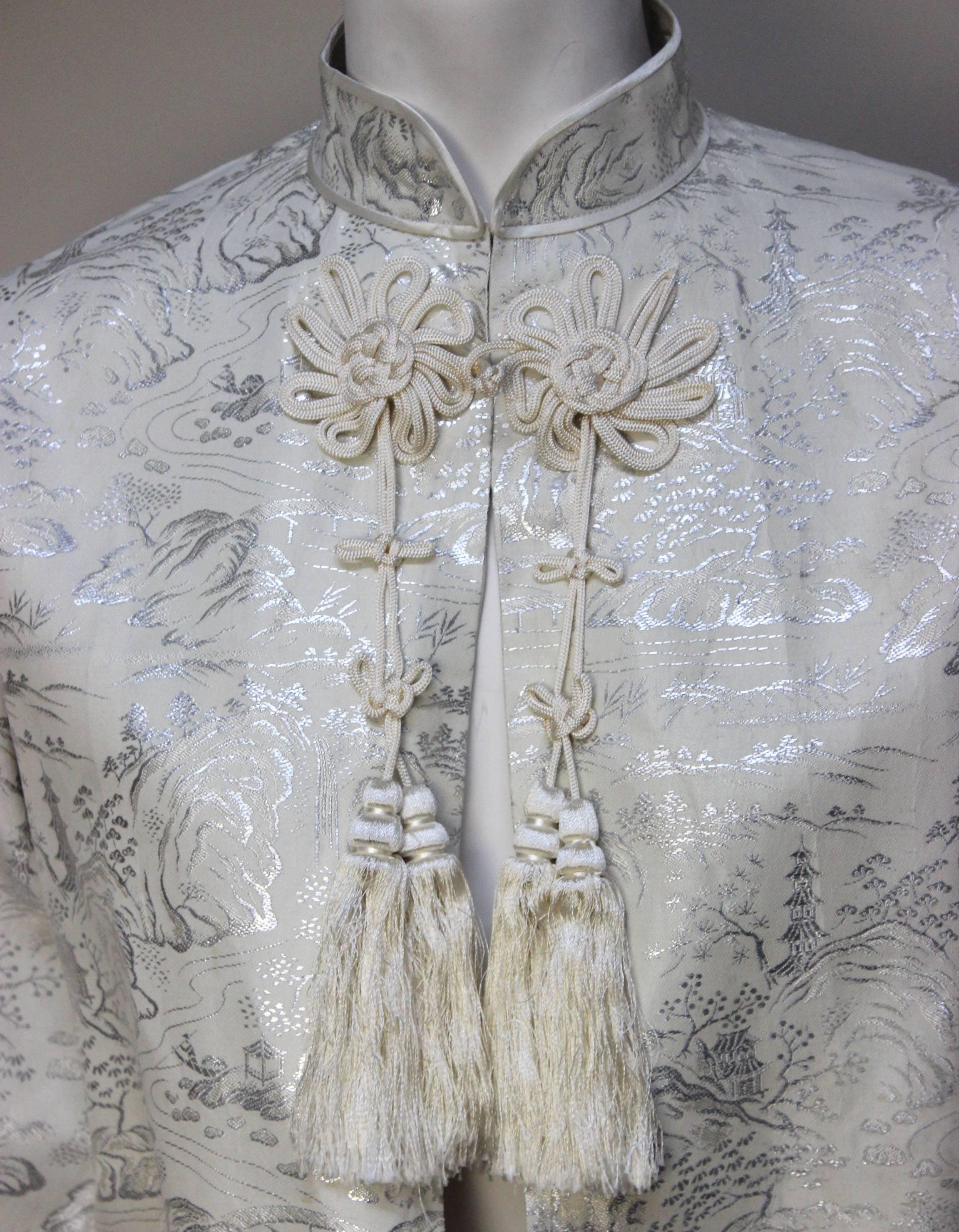 1940s Ivory Brocade Chinese Jacket with Matching Bag 2