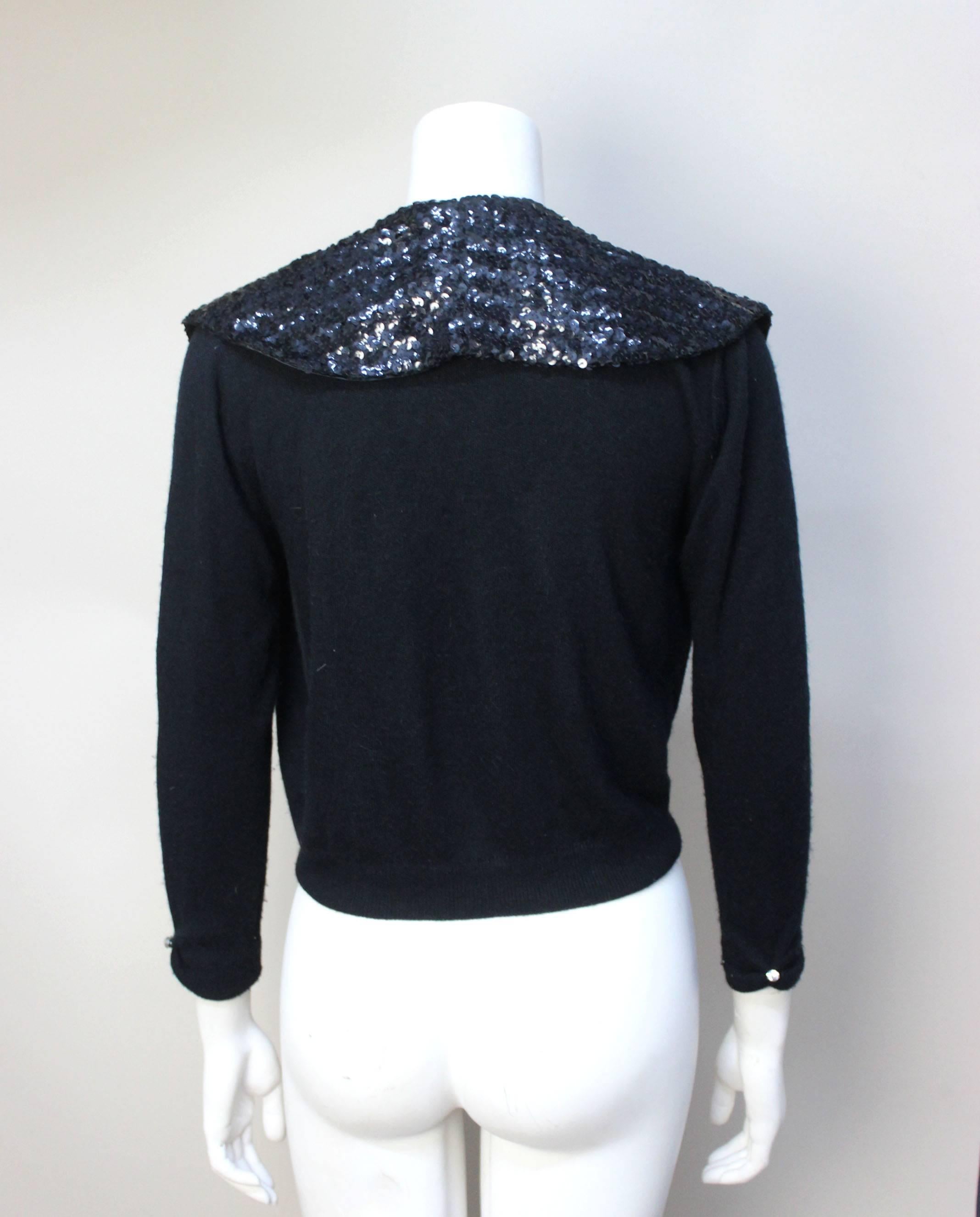 1950s Cardigan with Oversized Sequin Collar In Excellent Condition In New York, NY