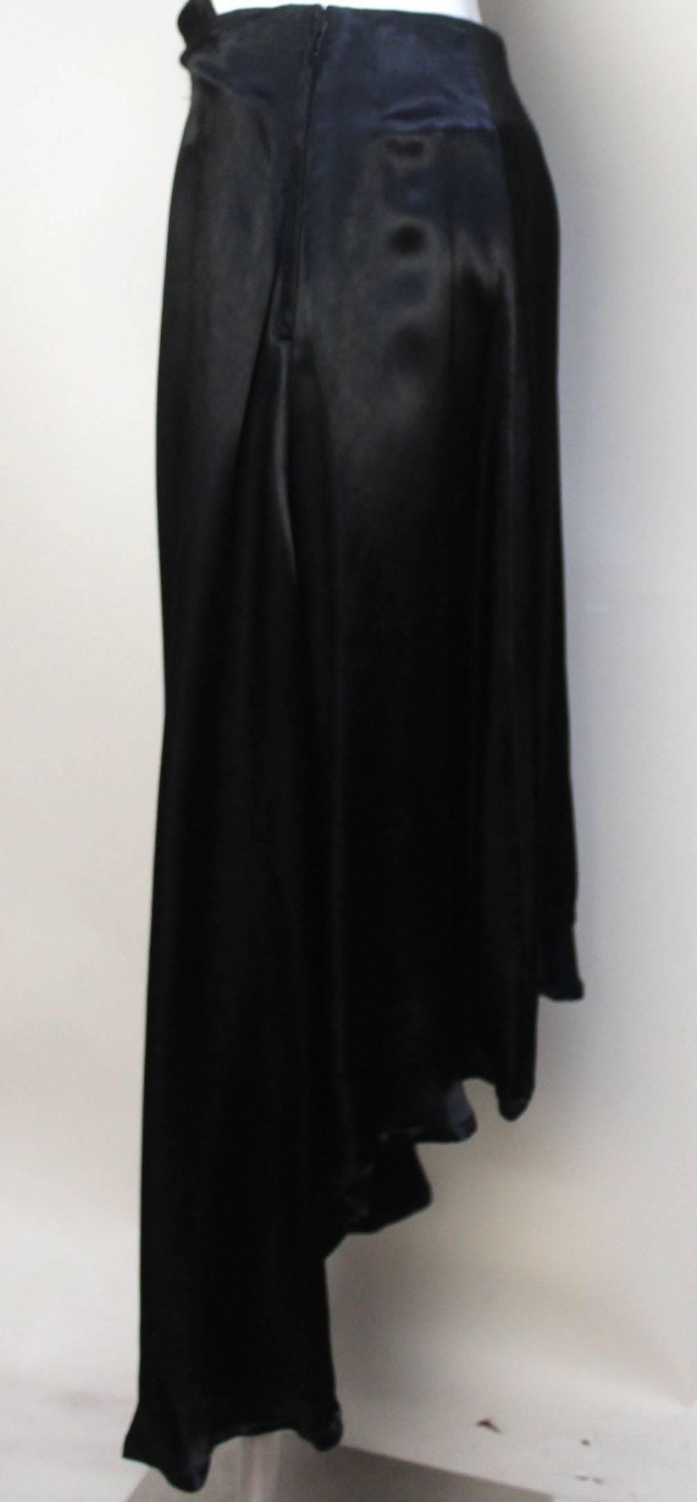 Yohji Yamamoto Asymmetrical Satin Skirt In Excellent Condition For Sale In New York, NY