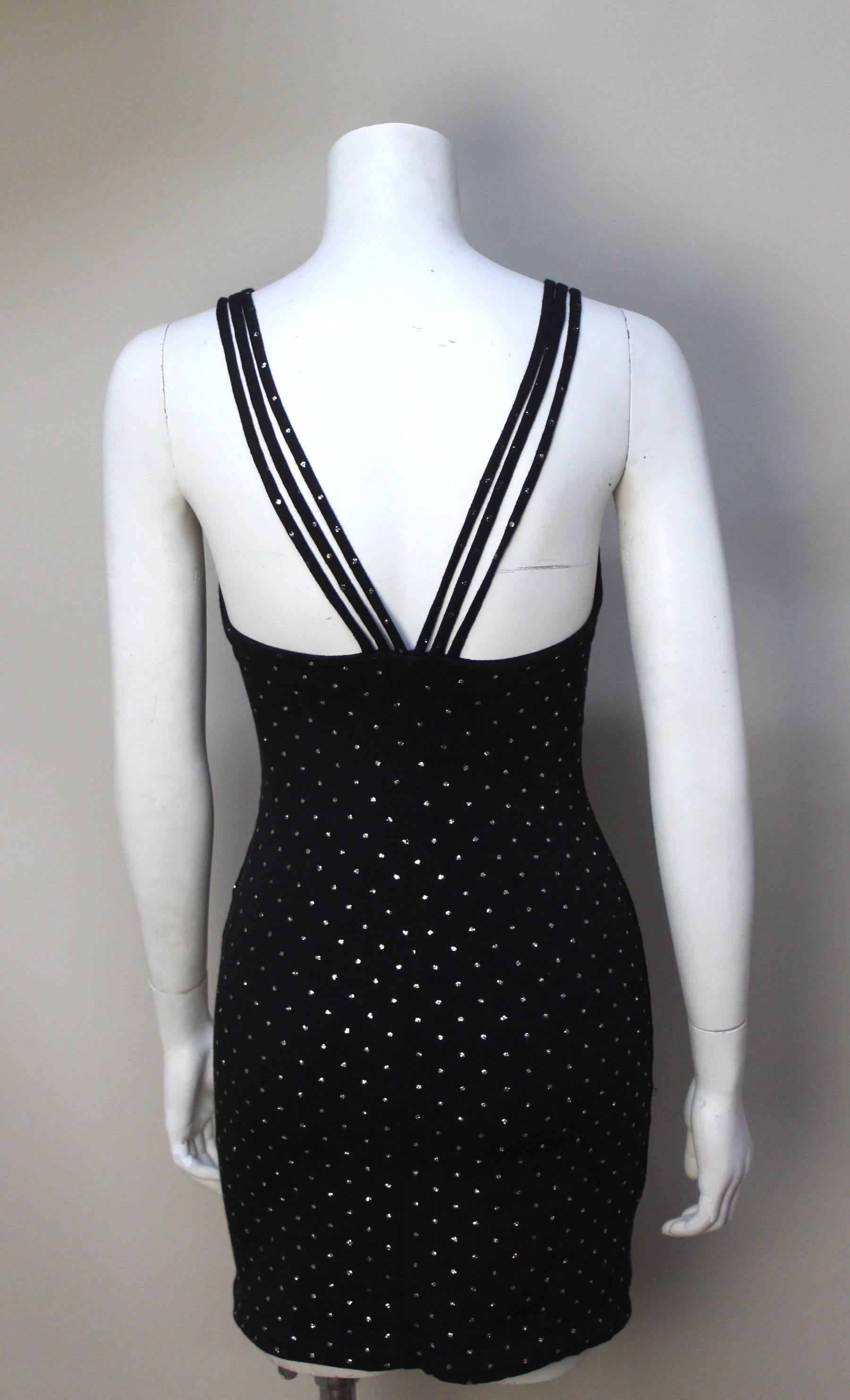 Betsey Johnson 1980s Punk Label Black and Gold Glitter Dress In Excellent Condition In New York, NY