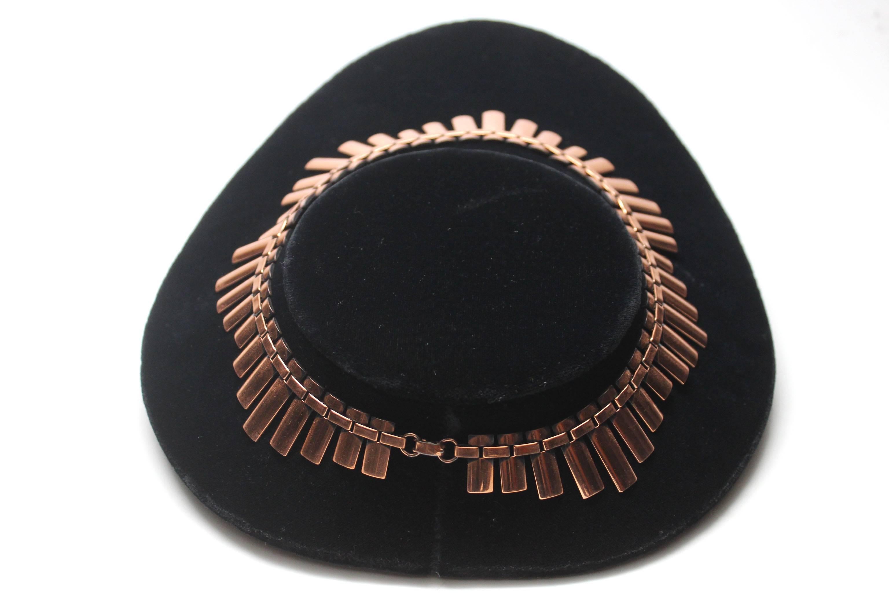 Modernist Renoir Copper Choker Necklace In Excellent Condition In New York, NY