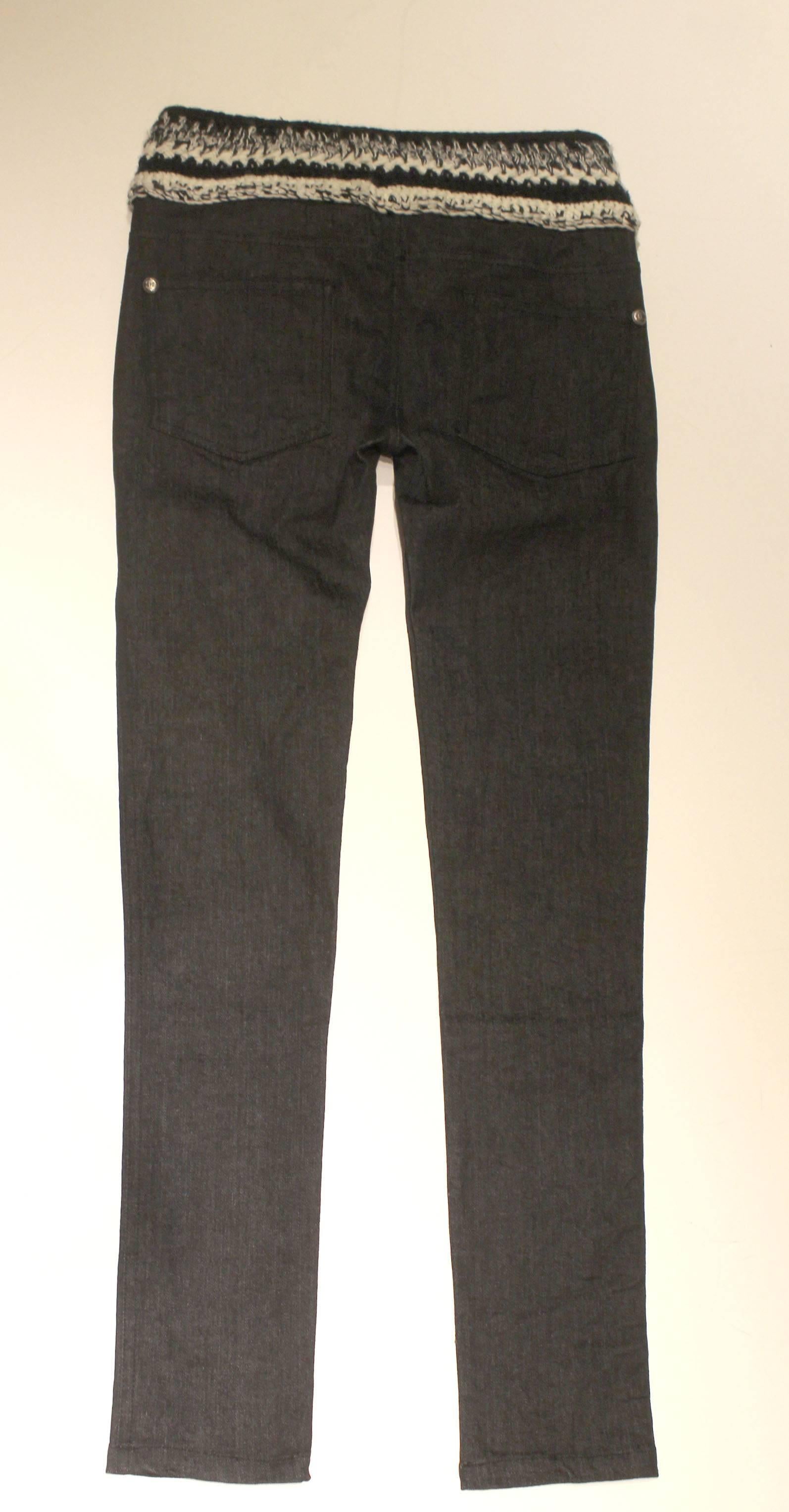 Women's or Men's Chanel Denim Jean with Cashmere Knit Waist For Sale