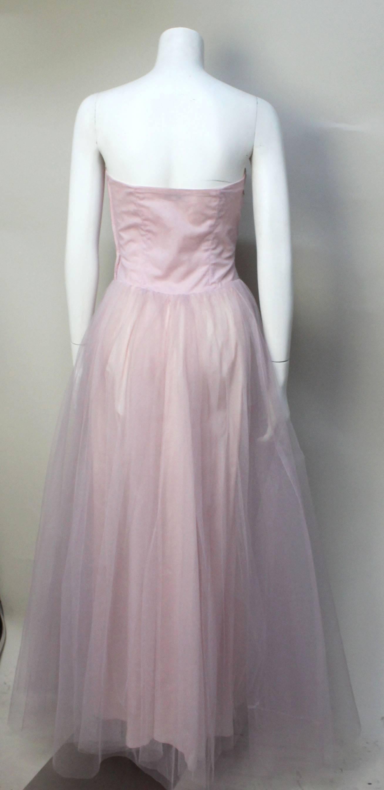 Exquisite 1950's Tulle Evening/Prom Dress In Excellent Condition In New York, NY