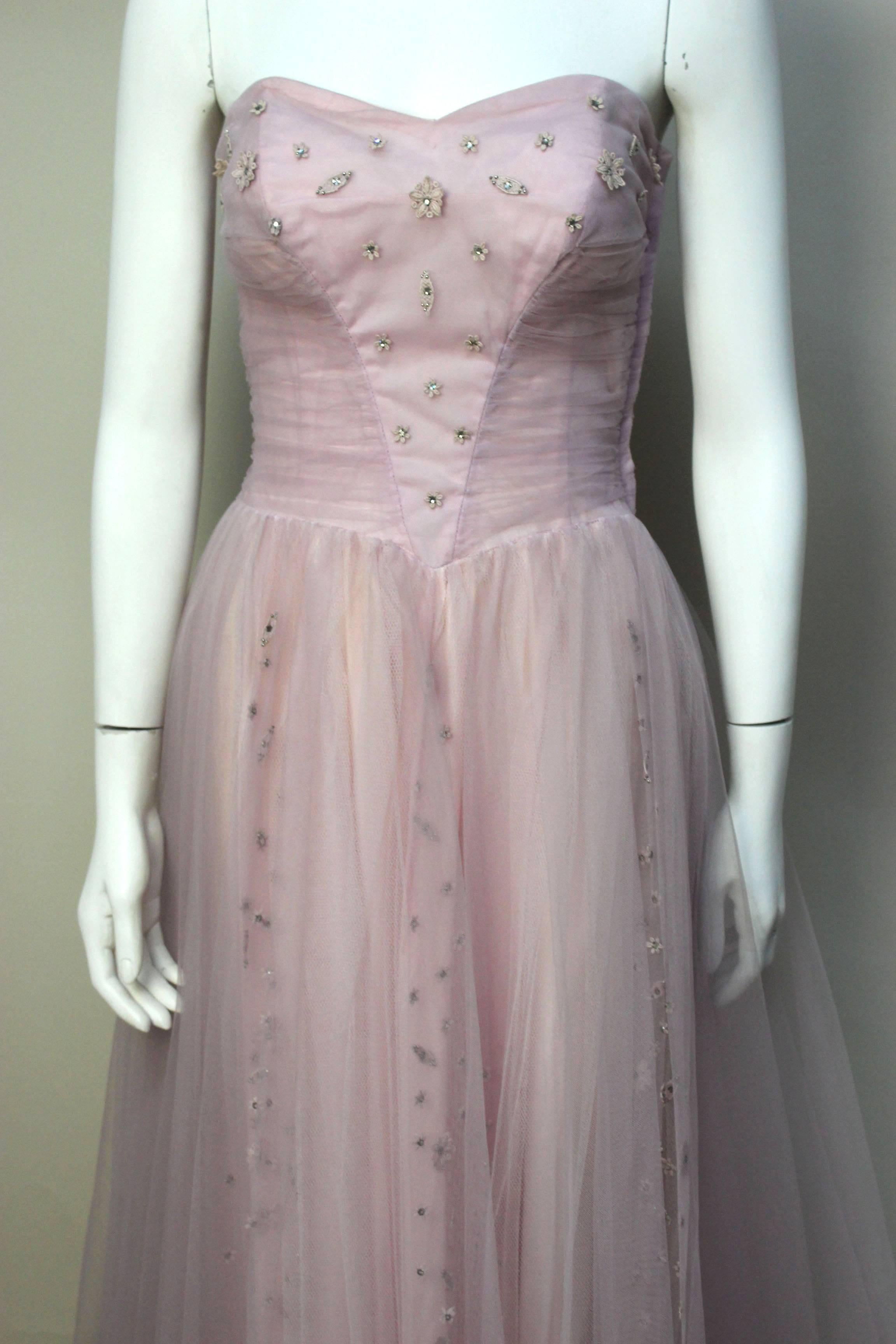 Women's Exquisite 1950's Tulle Evening/Prom Dress