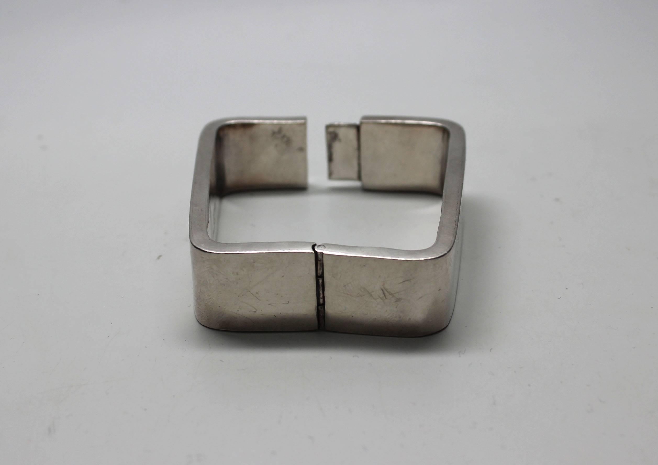 Women's or Men's 1960s Modernist Sterling Rectangle Bracelet For Sale