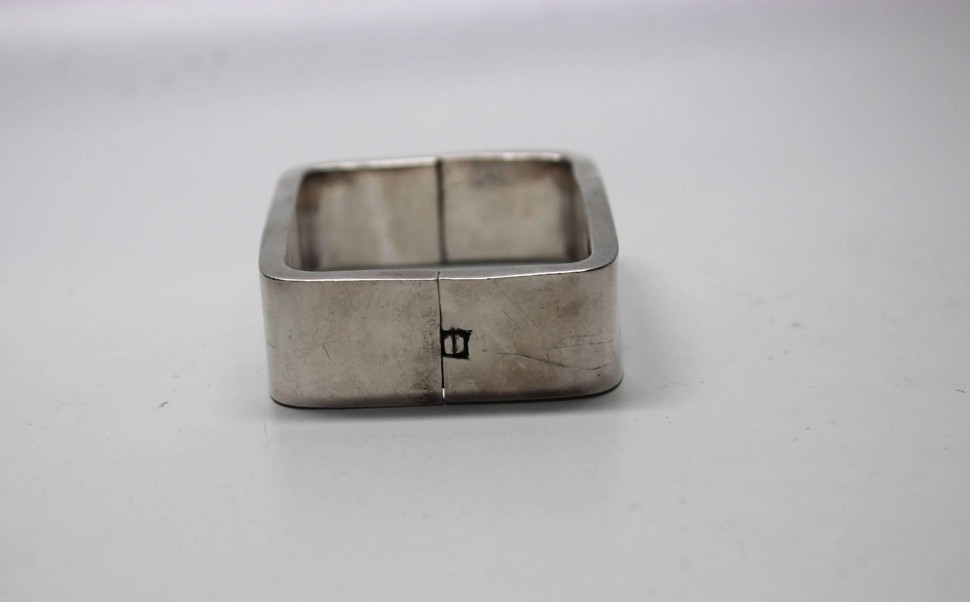 1960s Modernist Sterling Rectangle Bracelet For Sale 1