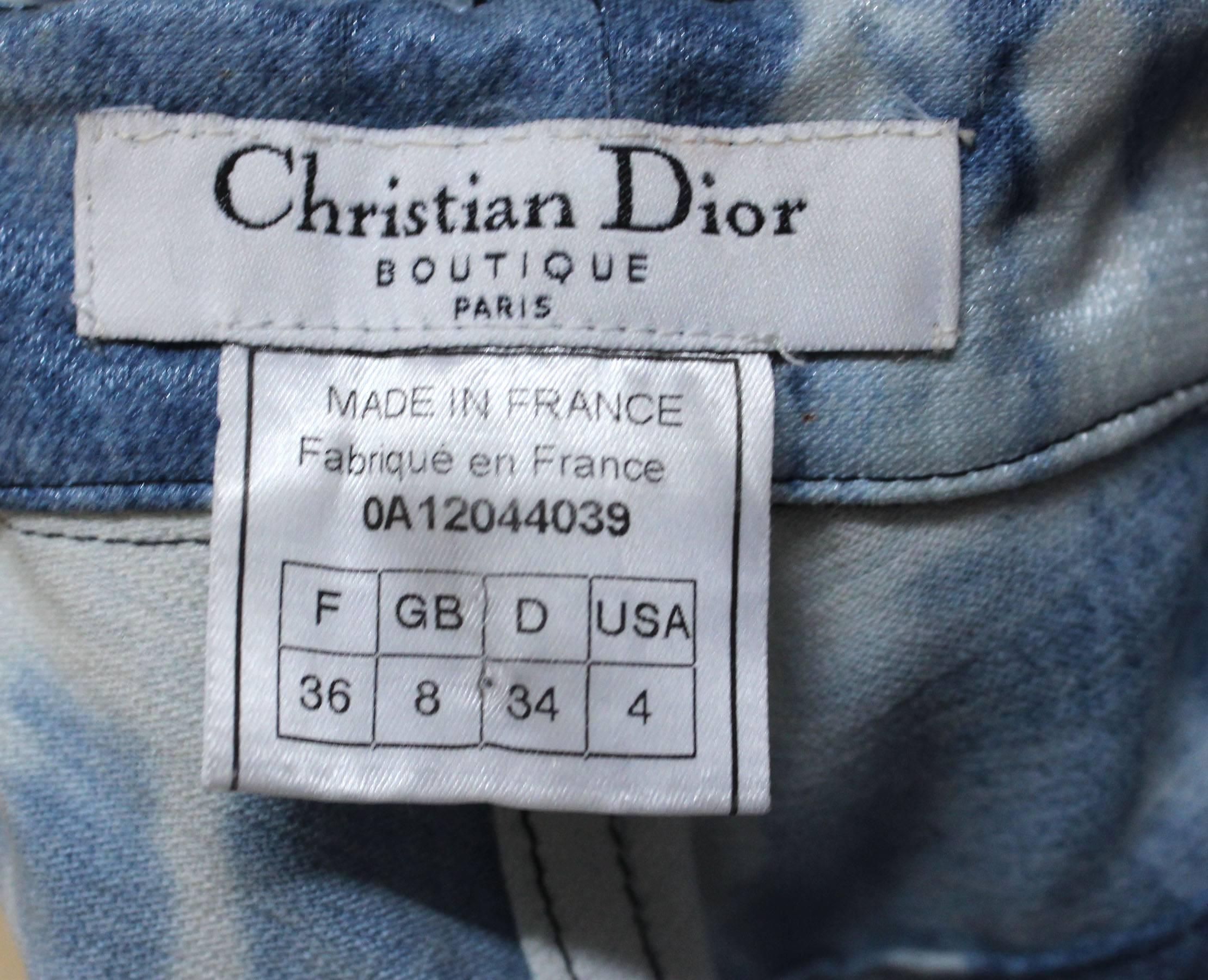 Christian Dior Bleached, Metallic Cigarette Jean For Sale 4