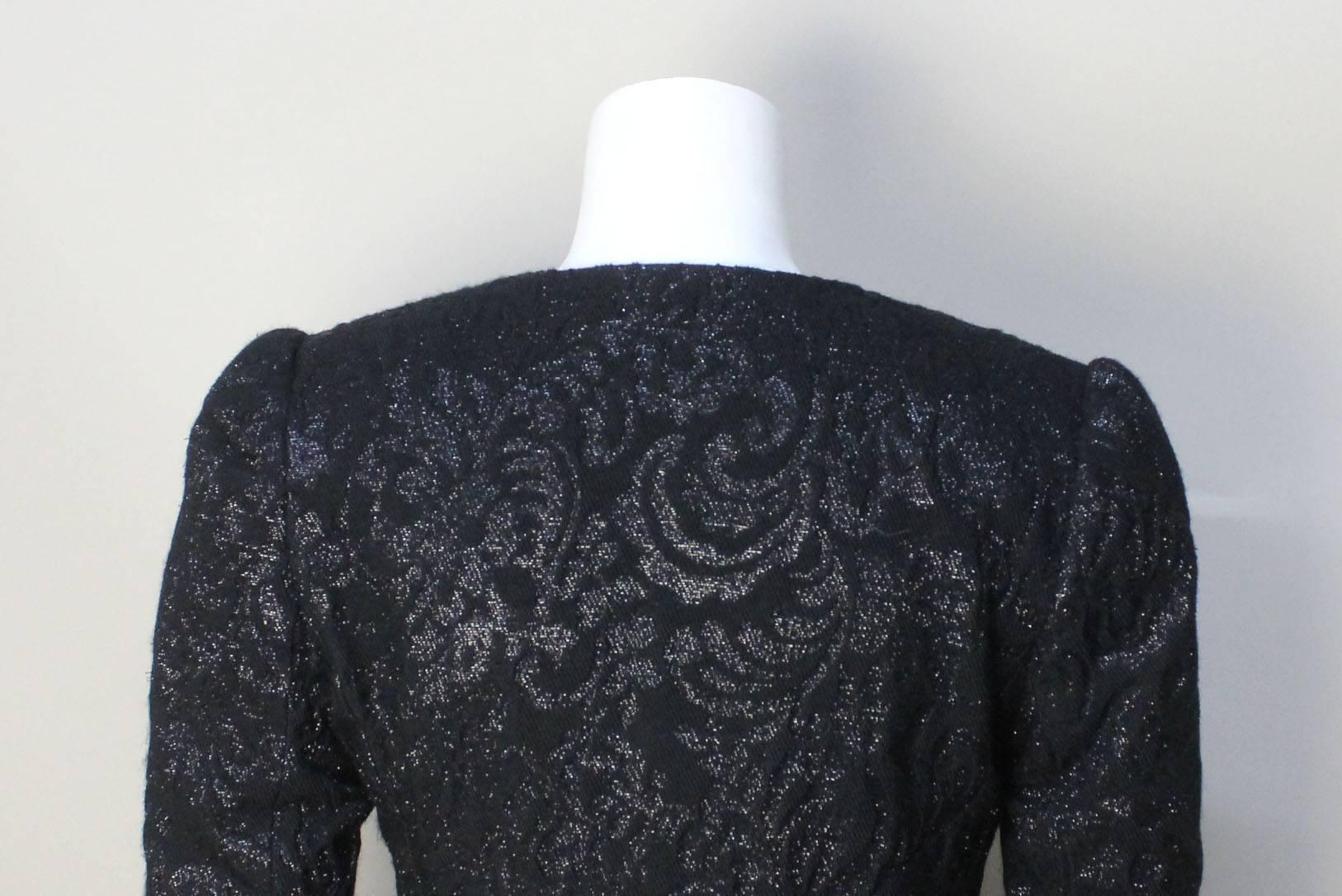 Vintage Rickie Freeman 1980s Metallic and Lace Evening Jacket For Sale 2