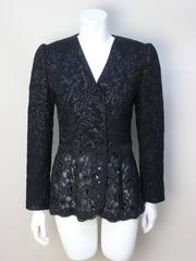 Vintage Rickie Freeman 1980s Metallic and Lace Evening Jacket