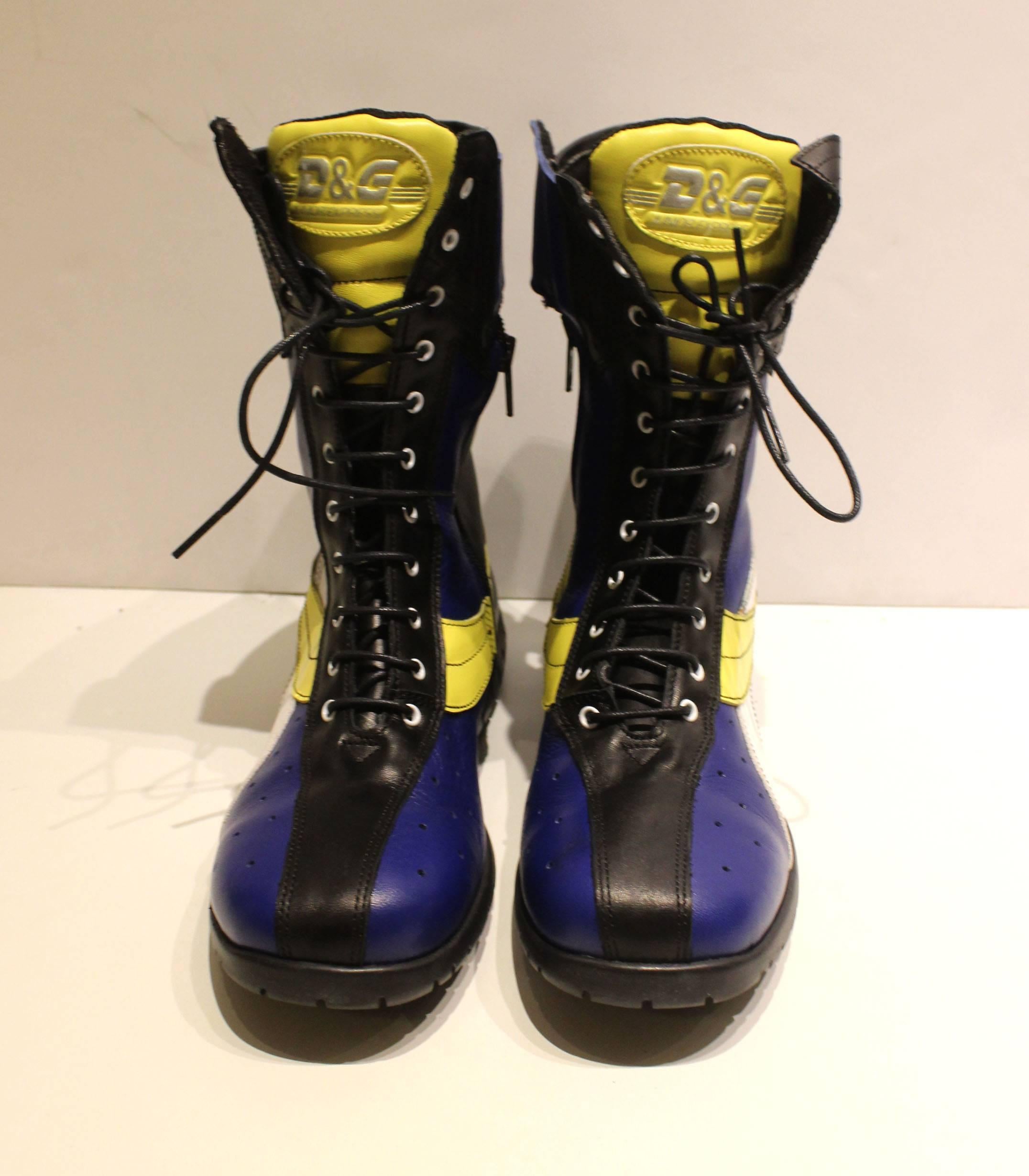Black Dolce and Gabbana Multi-colored 1990 Wrestling Boots