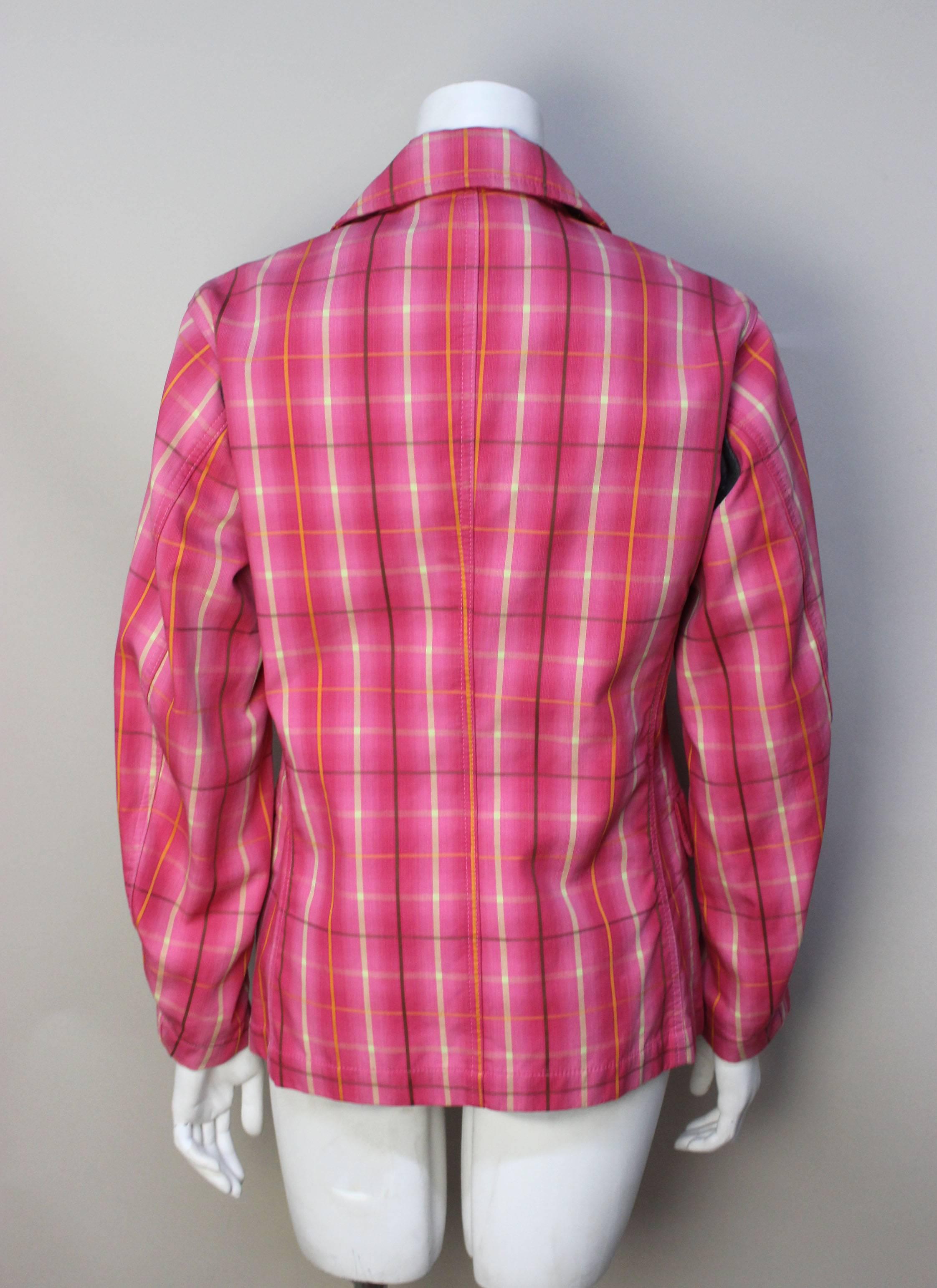 Comme Des Garcons Homme Plus Pink Plaid Jacket In Excellent Condition In New York, NY