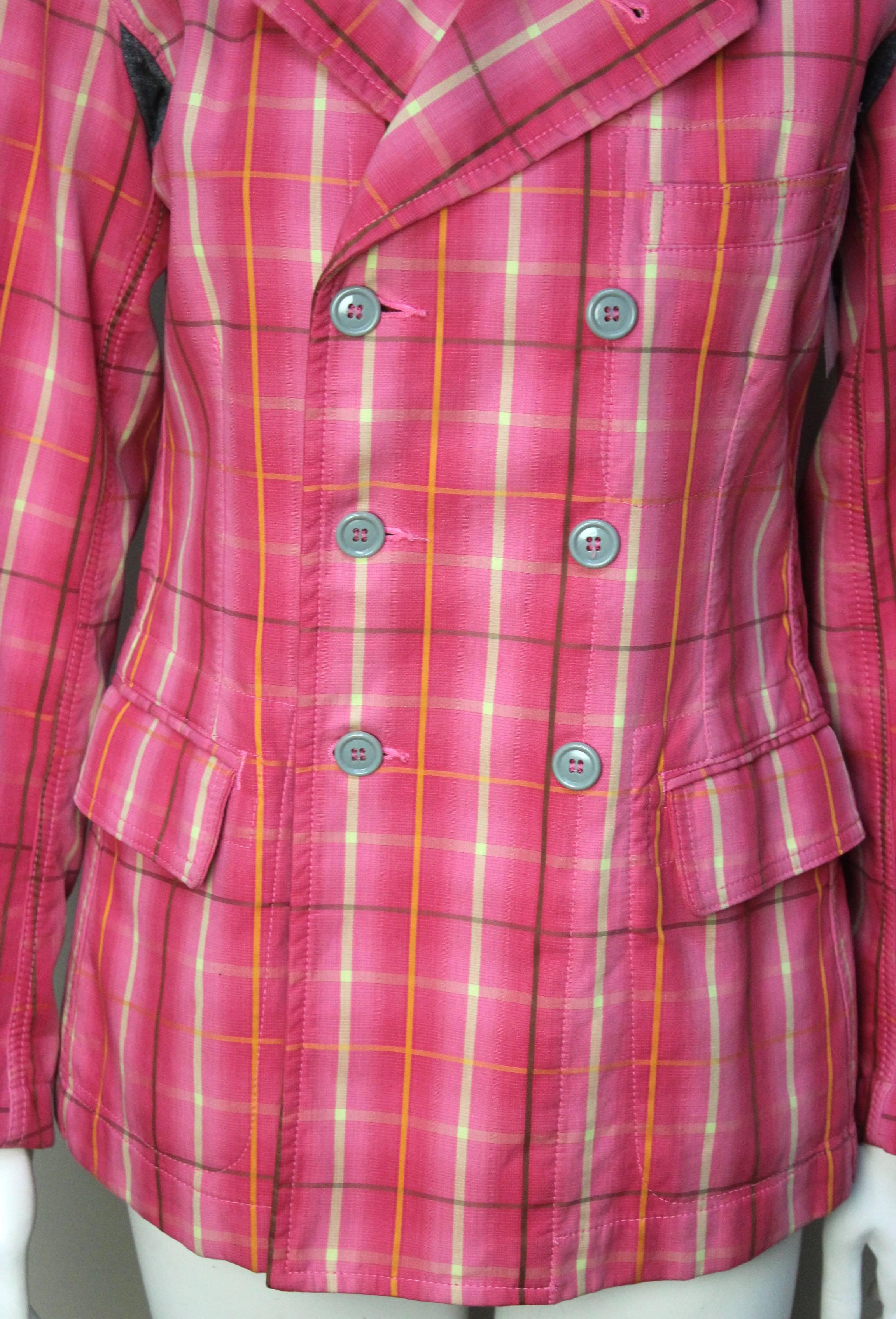 Women's or Men's Comme Des Garcons Homme Plus Pink Plaid Jacket
