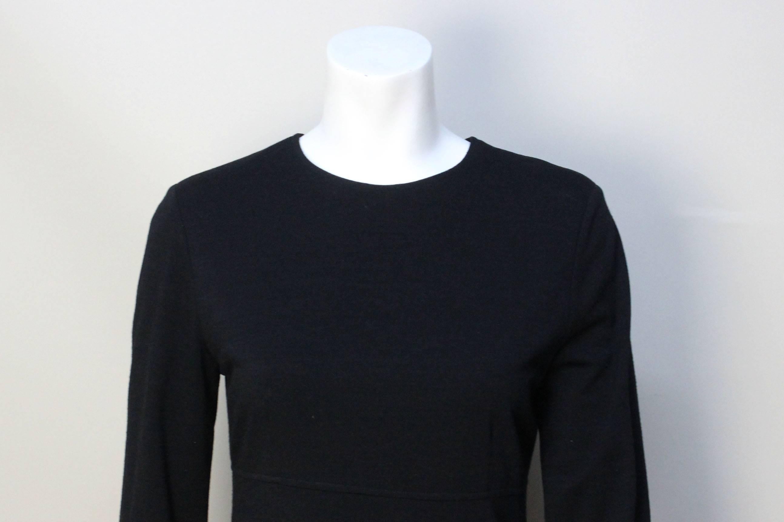 Calvin Klein Collection Black Wool Jersey Dress For Sale 1