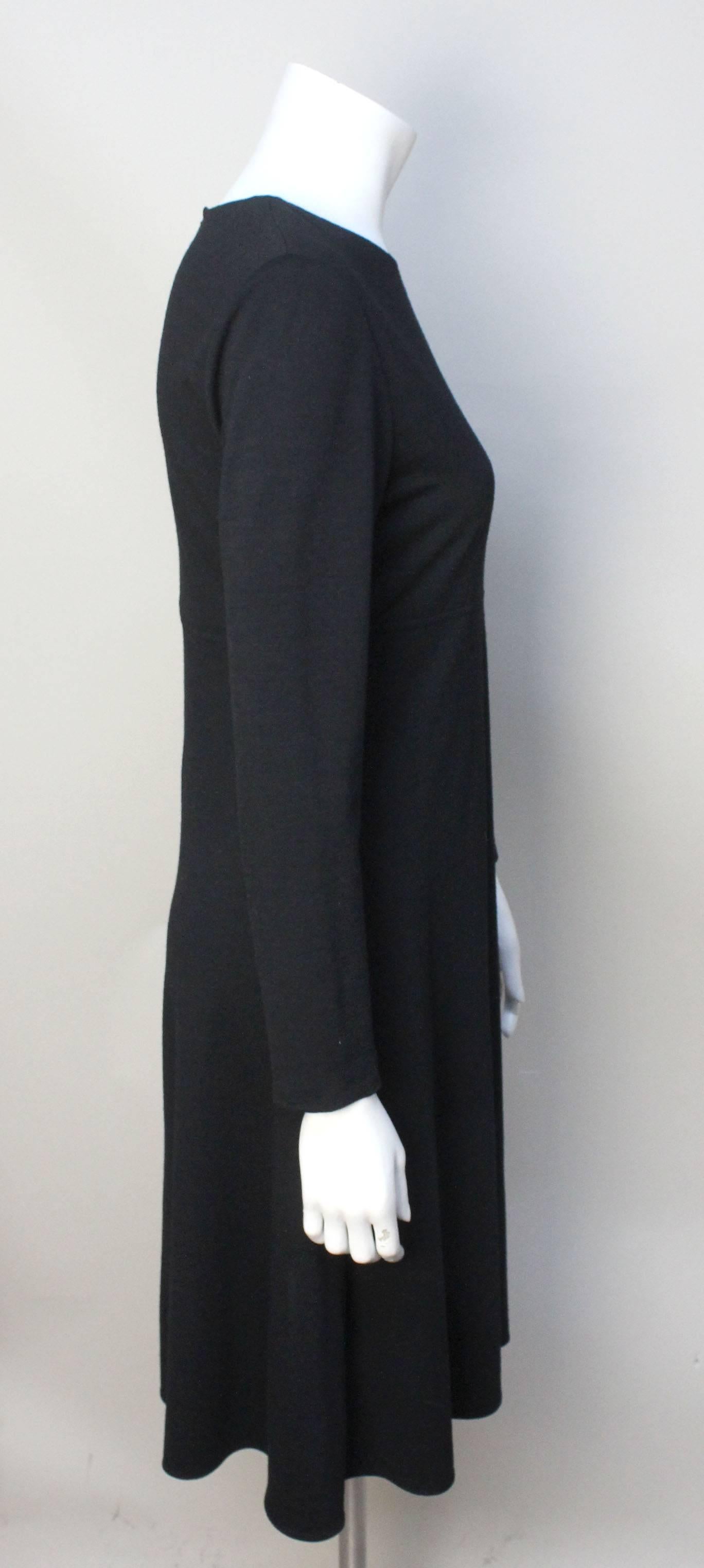 Calvin Klein Collection Black Wool Jersey Dress In Excellent Condition For Sale In New York, NY