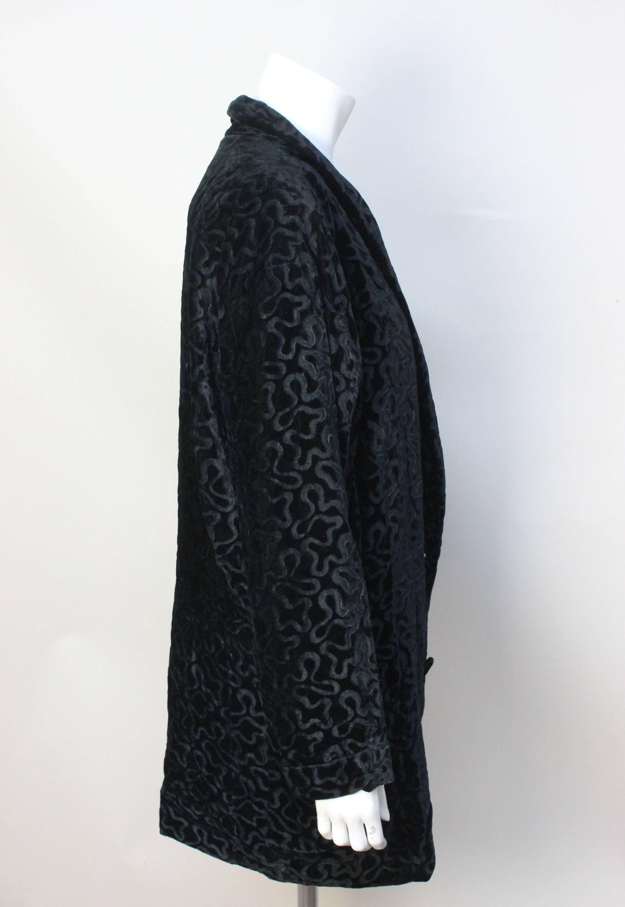 Black Norma Kamali 1980s Velvet Swirl Pattern Jacket