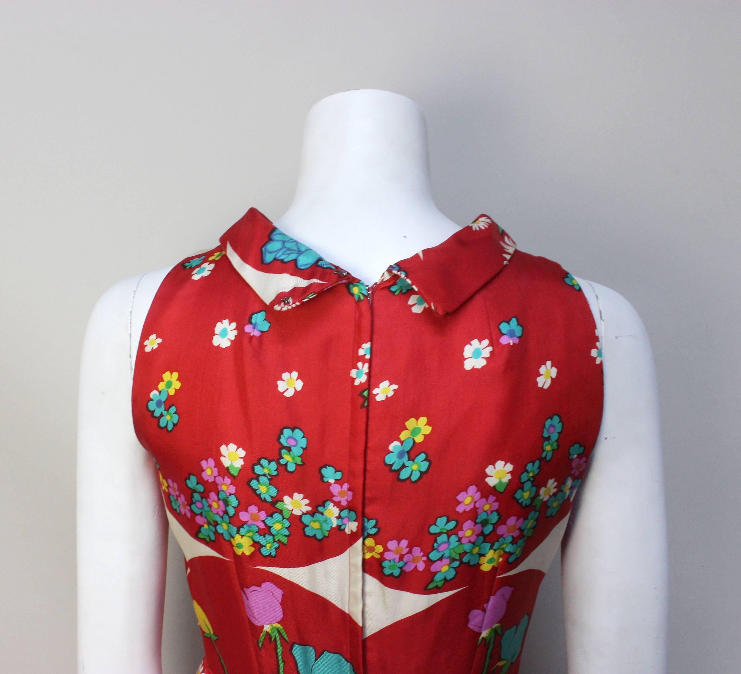 Women's 1960s British Moderns by Lito Manalang Silk Floral Dress For Sale
