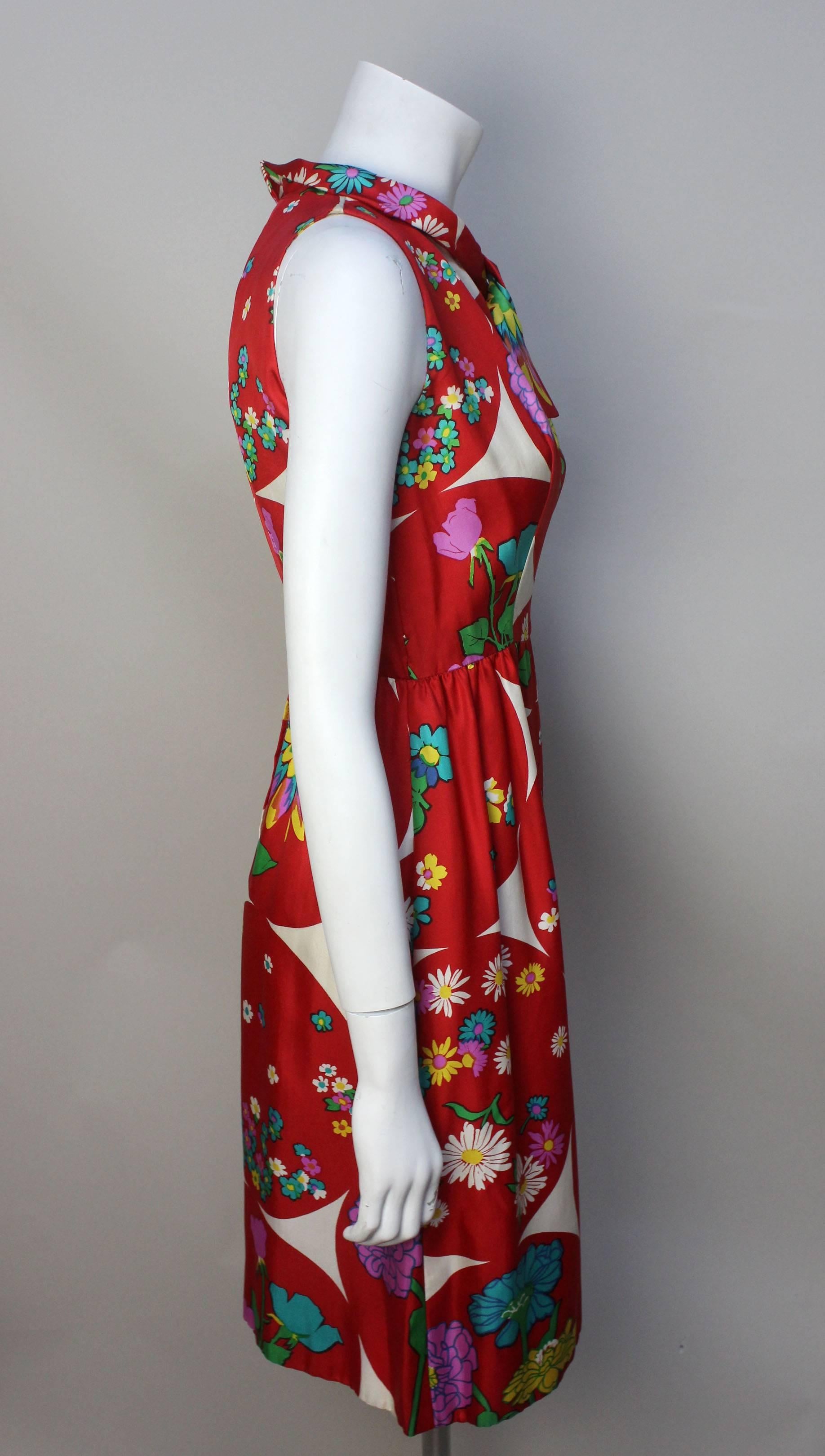 1960s British Moderns by Lito Manalang Silk Floral Dress For Sale at ...