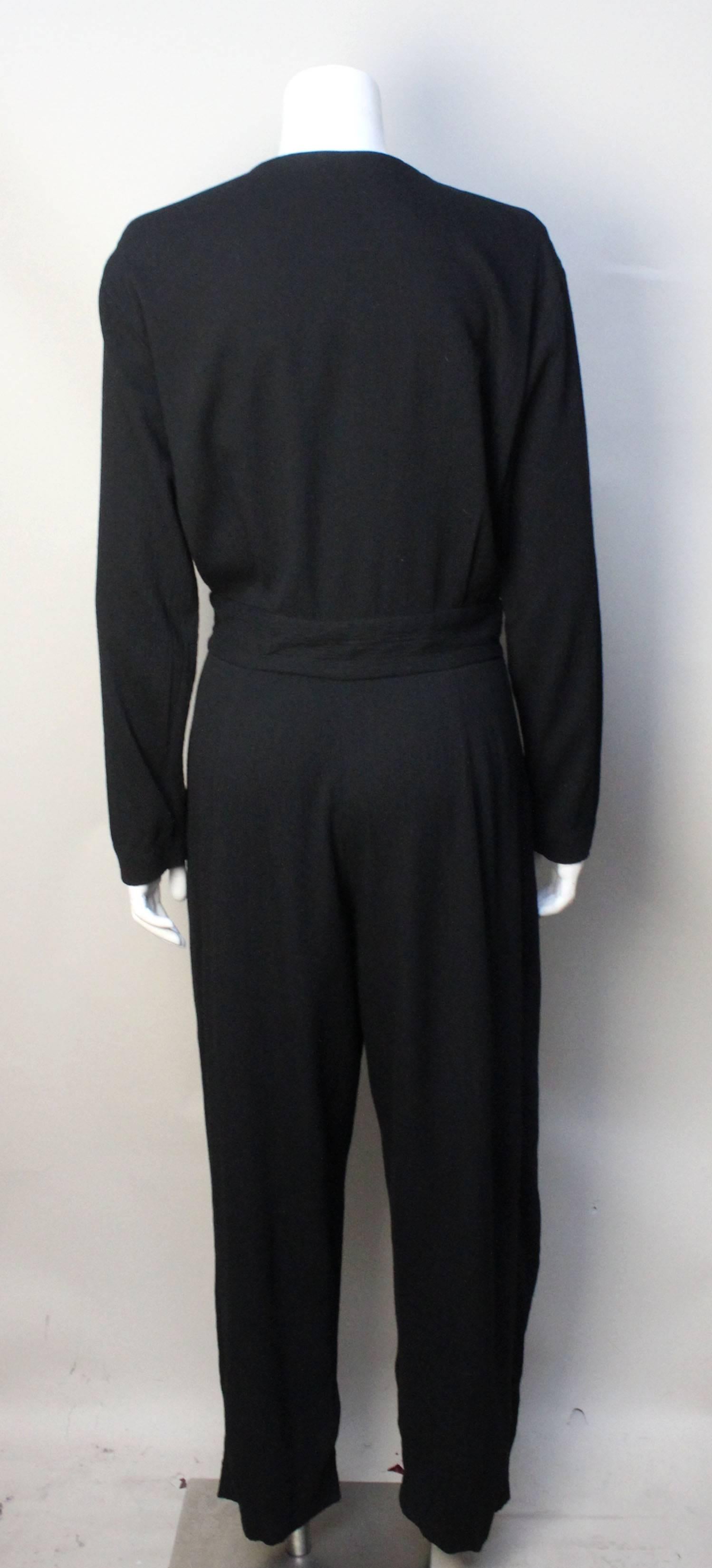 Women's 1980s Geoffrey Beene Drapey Black Jumpsuit For Sale