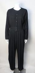 1980s Geoffrey Beene Drapey Black Jumpsuit