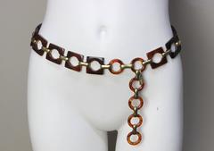 Yves Saint Laurent 1970s Tortoise/Acrylic Geometric Chain Belt