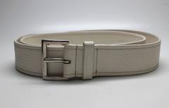 Mens Creme Leather Prada Belt