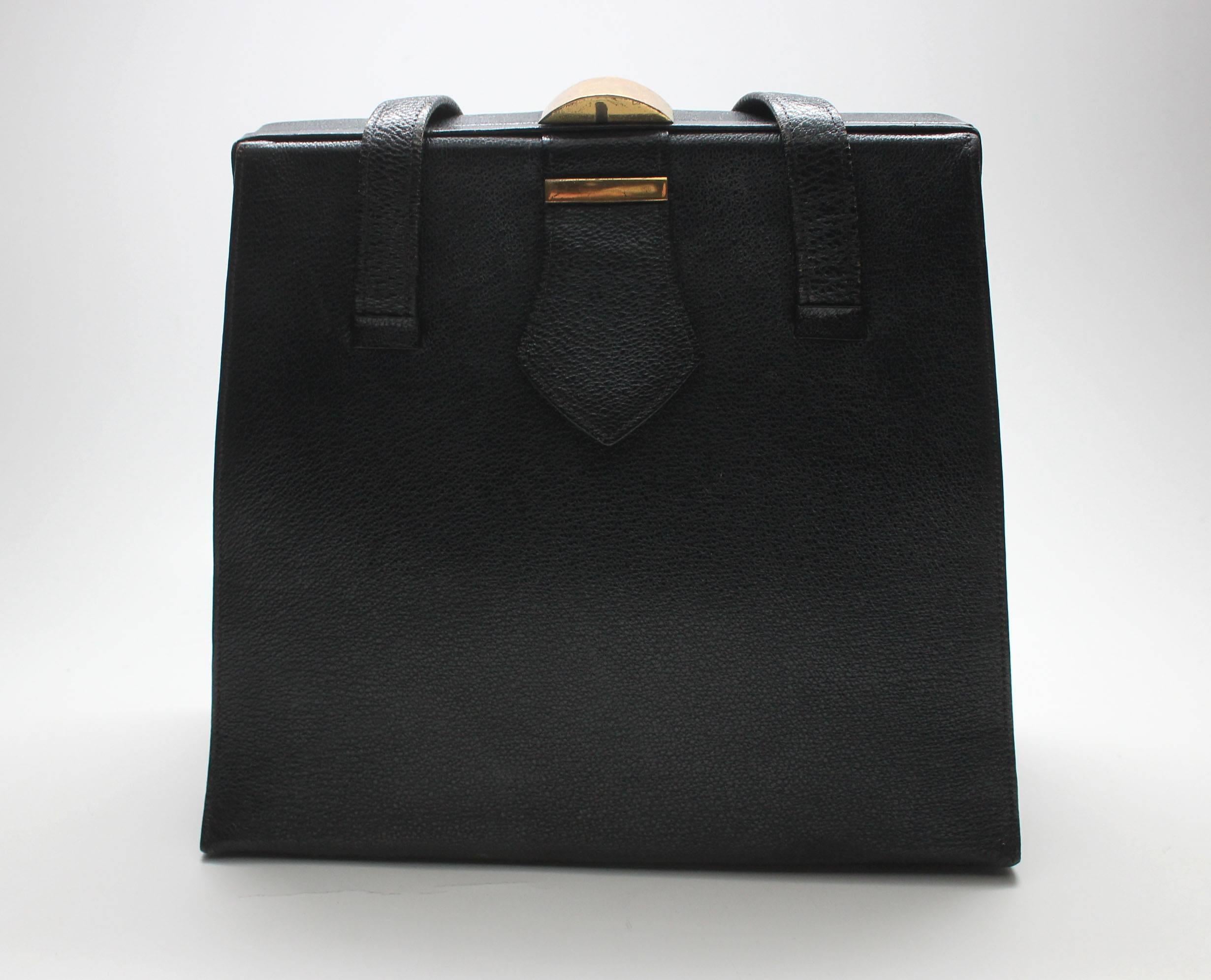 Black 1940's Tiffany & Co Leather Handbag