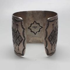 Vintage Sterling Navajo Cuff Bracelet with Large Coral Stone