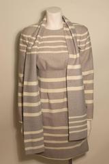 Vintage Pauline Trigere Striped Dress with Scarf