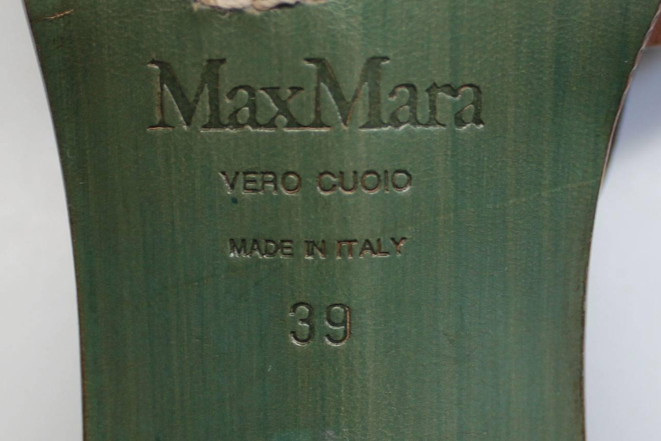 Vintage Max Mara Brown T Strap Sandals For Sale 2