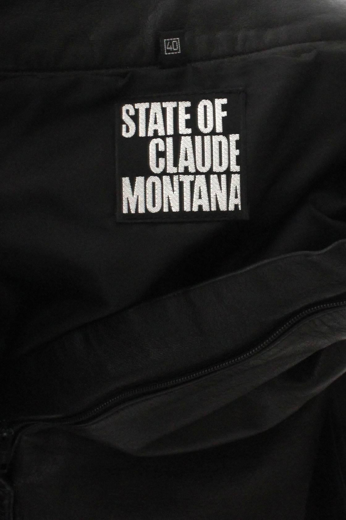 1980s Claude Montana Black Leather Floor Length Fringe Skirt For Sale 6